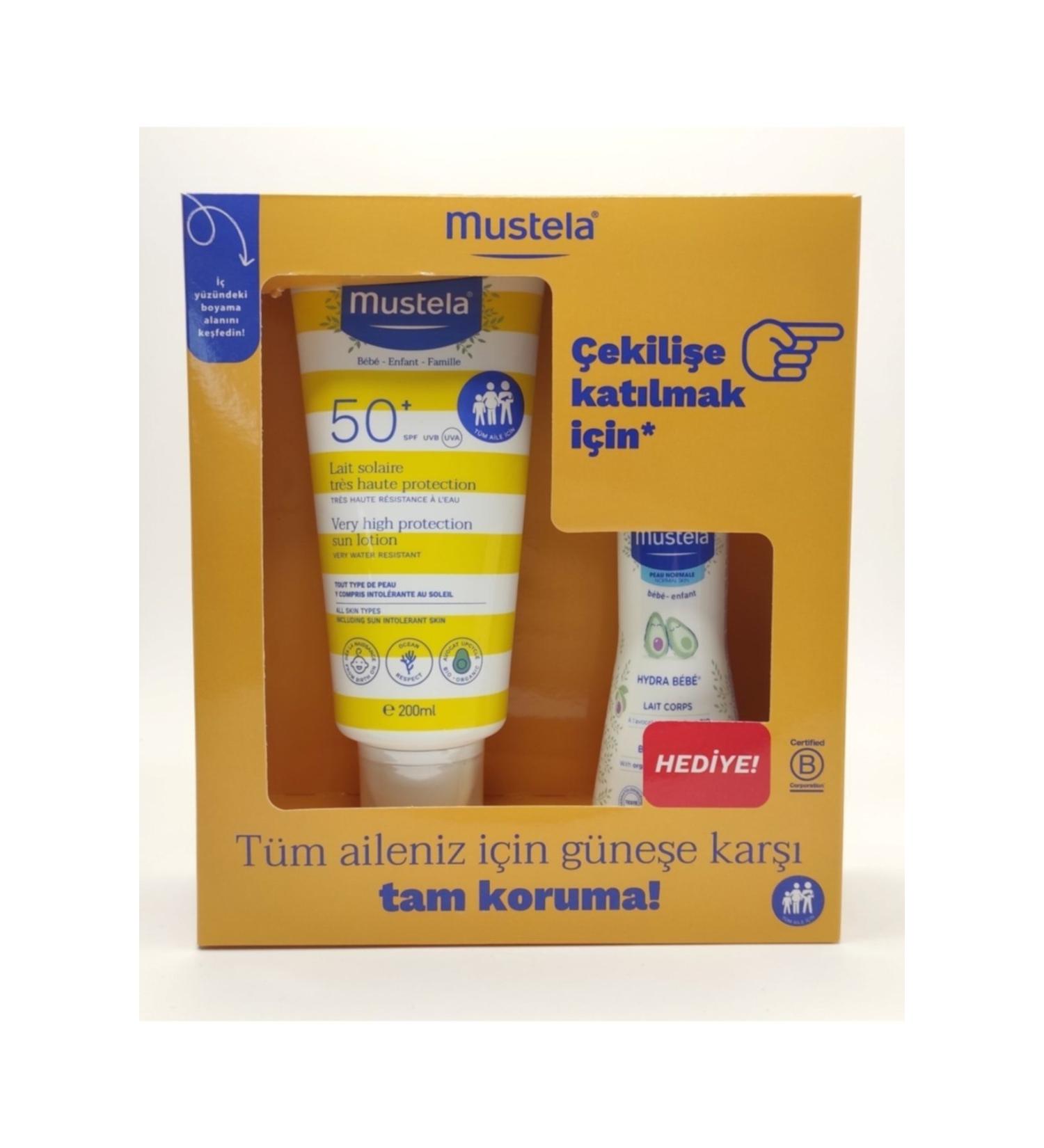 Mustela Spf50+ Sun Lotion 200 ml 100 ml Hydra Baby