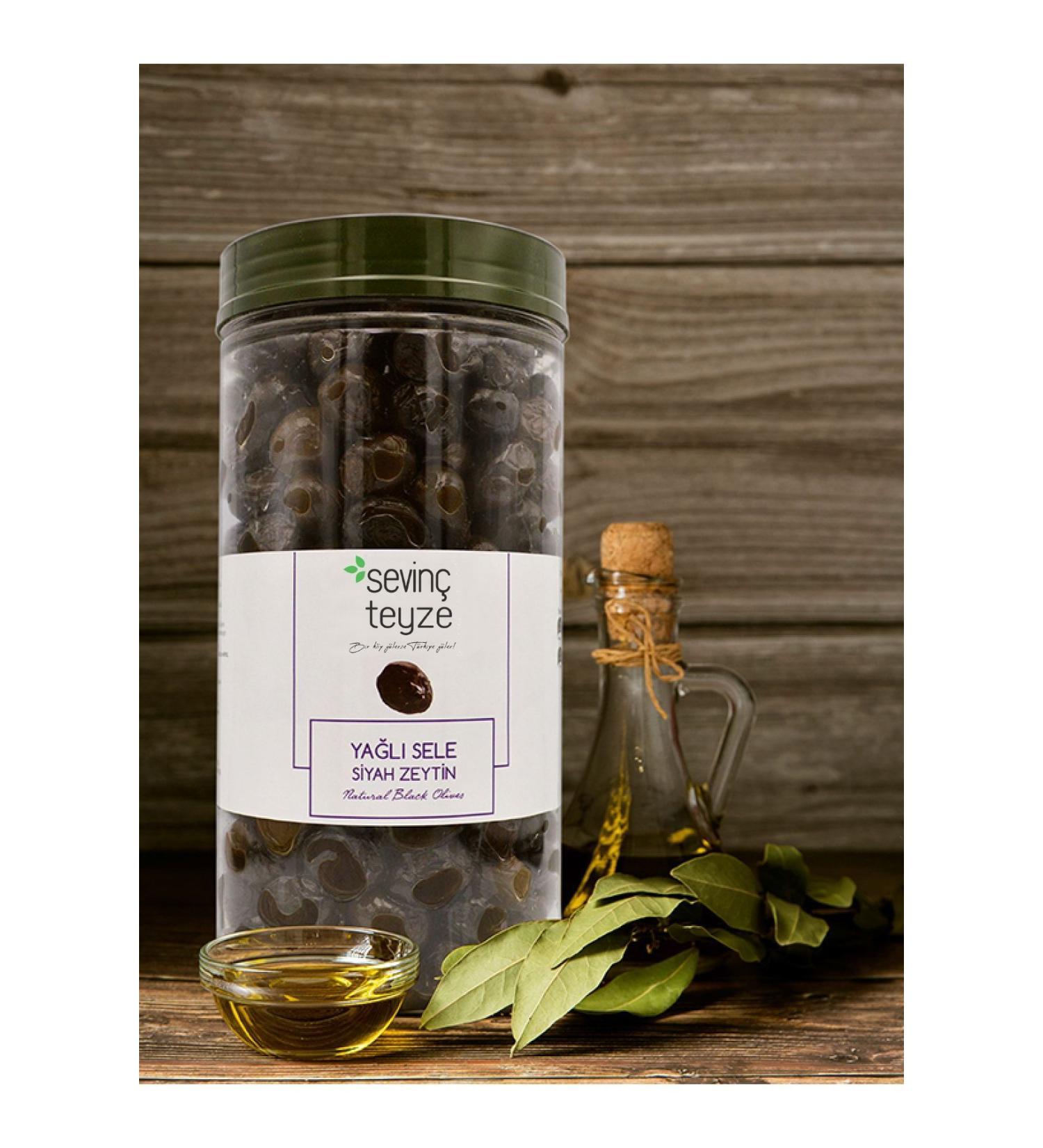 Organic Aunt Sevin Aunt Oily Sele Black Olives 1 Kg - Buy Online on GoSupps.com