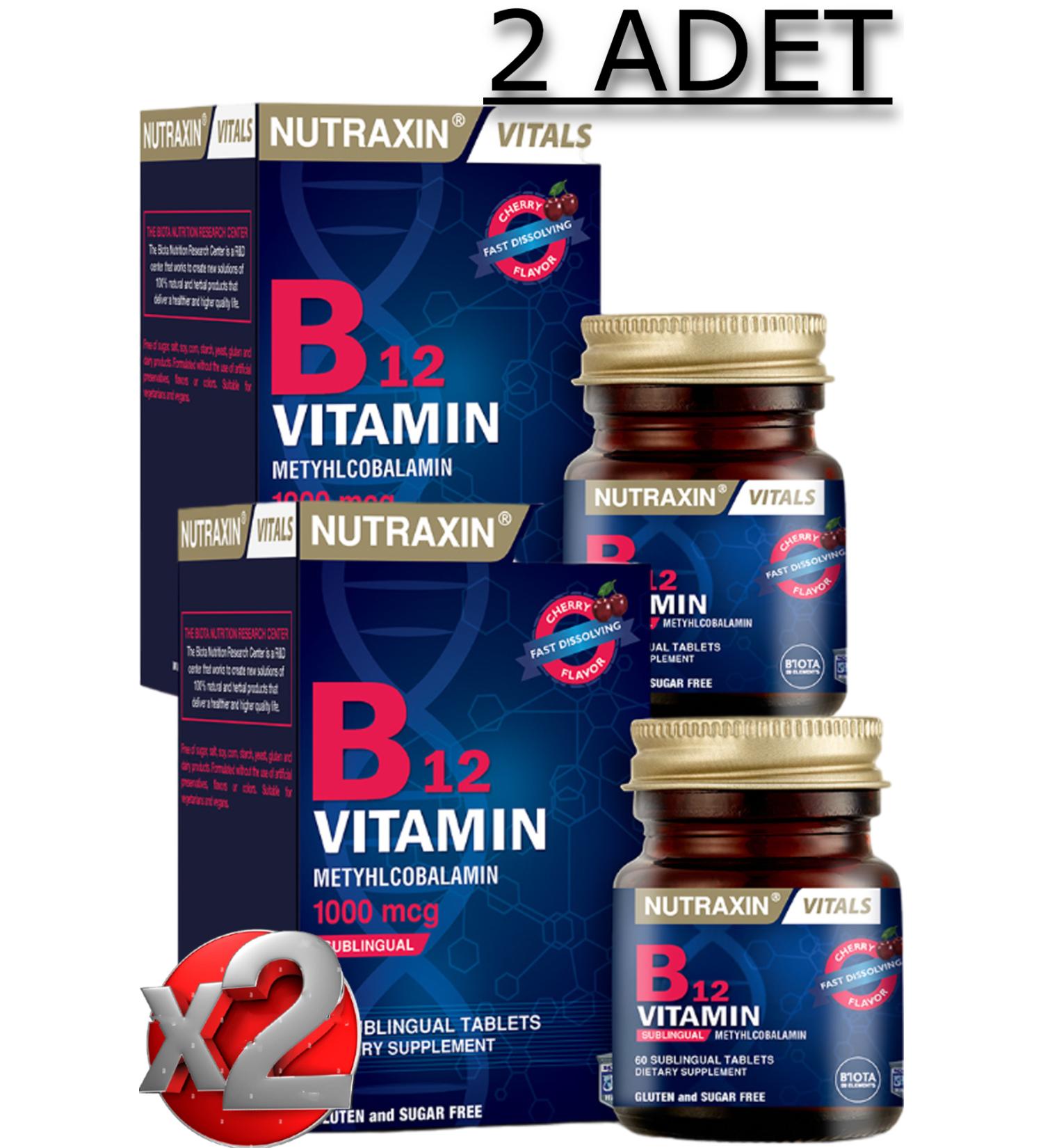 Nutraxin 2 Nutraxin Vitamin B12 60 Tablets (1000 Mcg) - Sublingual Tablet - Buy Online on GoSupps.com