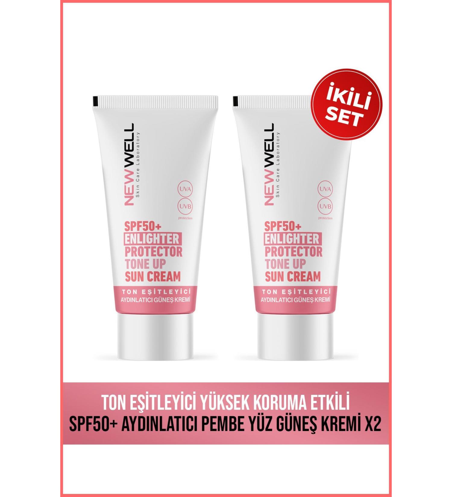 New Well PINK TOUCH EQUALIZING SPF+50 HIGH PROTECTION FACE SUN CREAM 2 X 50ml