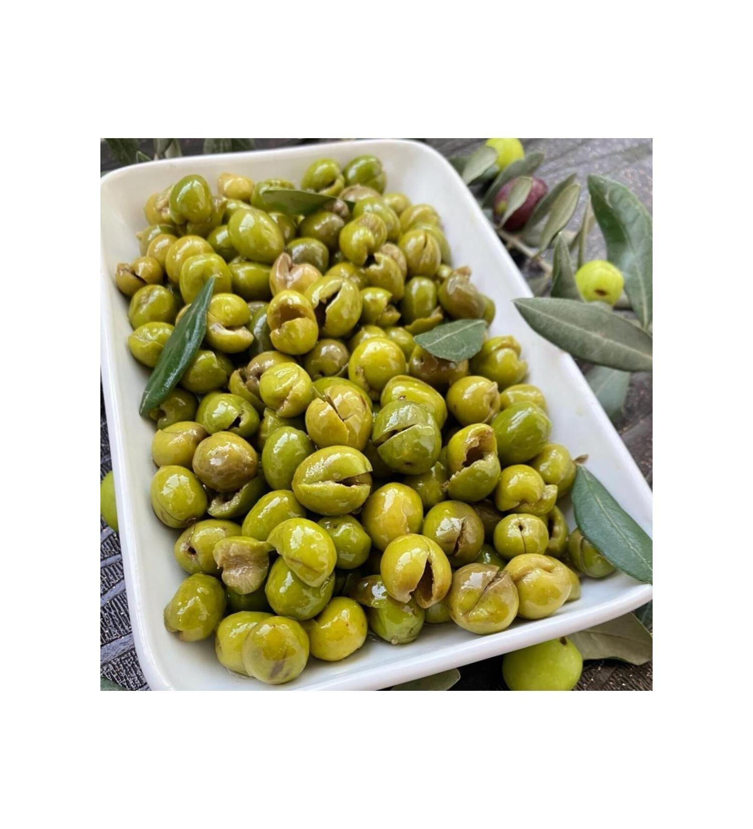 HATAY AH N FTL K Halhali Topaka Hand-Cracked Pitted Green Olives 950 Gr
