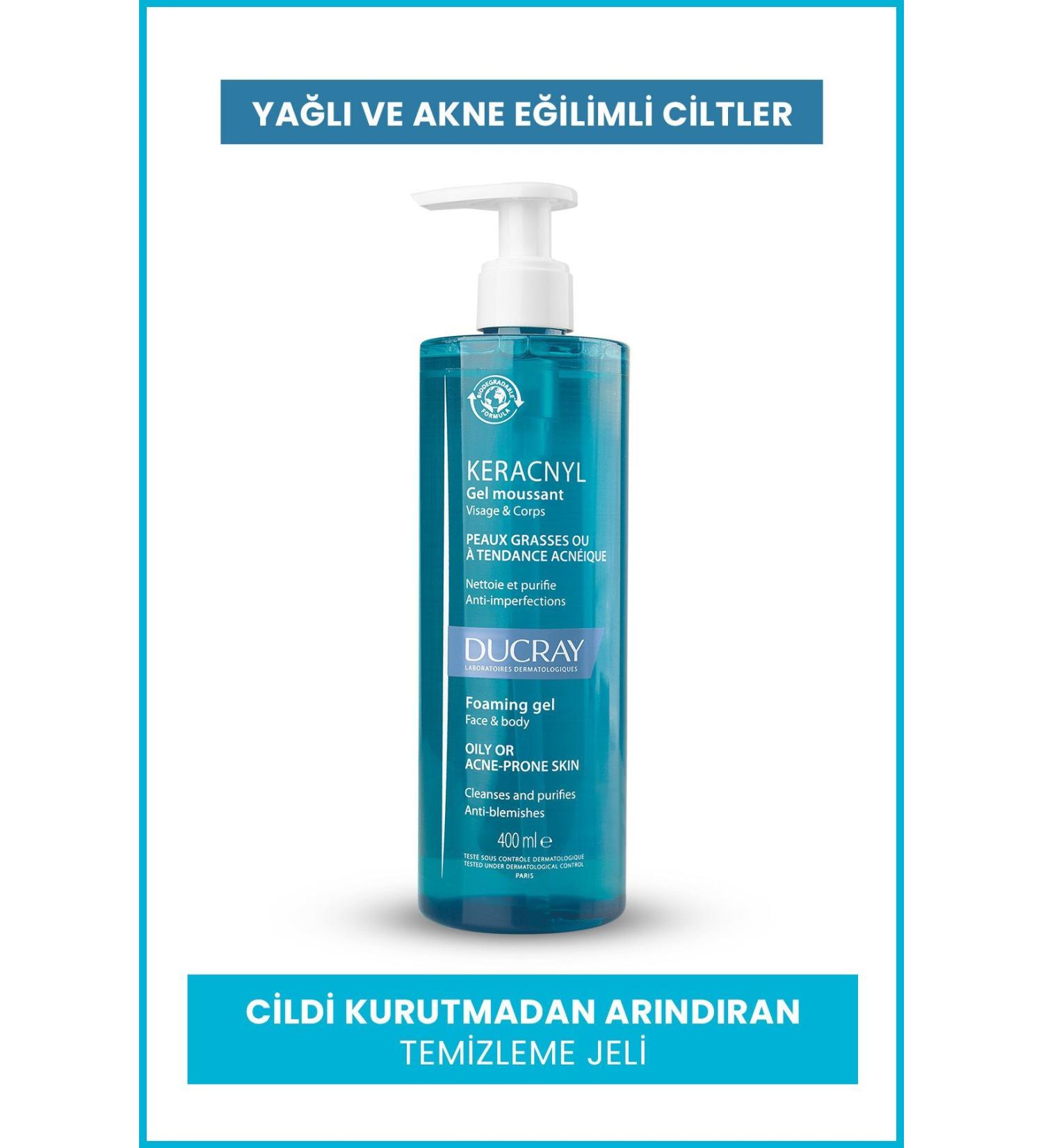 Ducray Keracnyl Gel Cleansing Gel for Oily and Acne Prone Skin 400ml - Buy Online on GoSupps.com