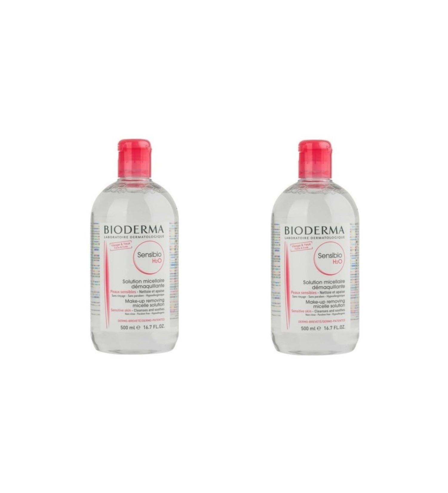 Bioderma Sensibio H2o Facial Cleanser for Sensitive Skin 500 Ml - 2 Pieces Skt:02/21