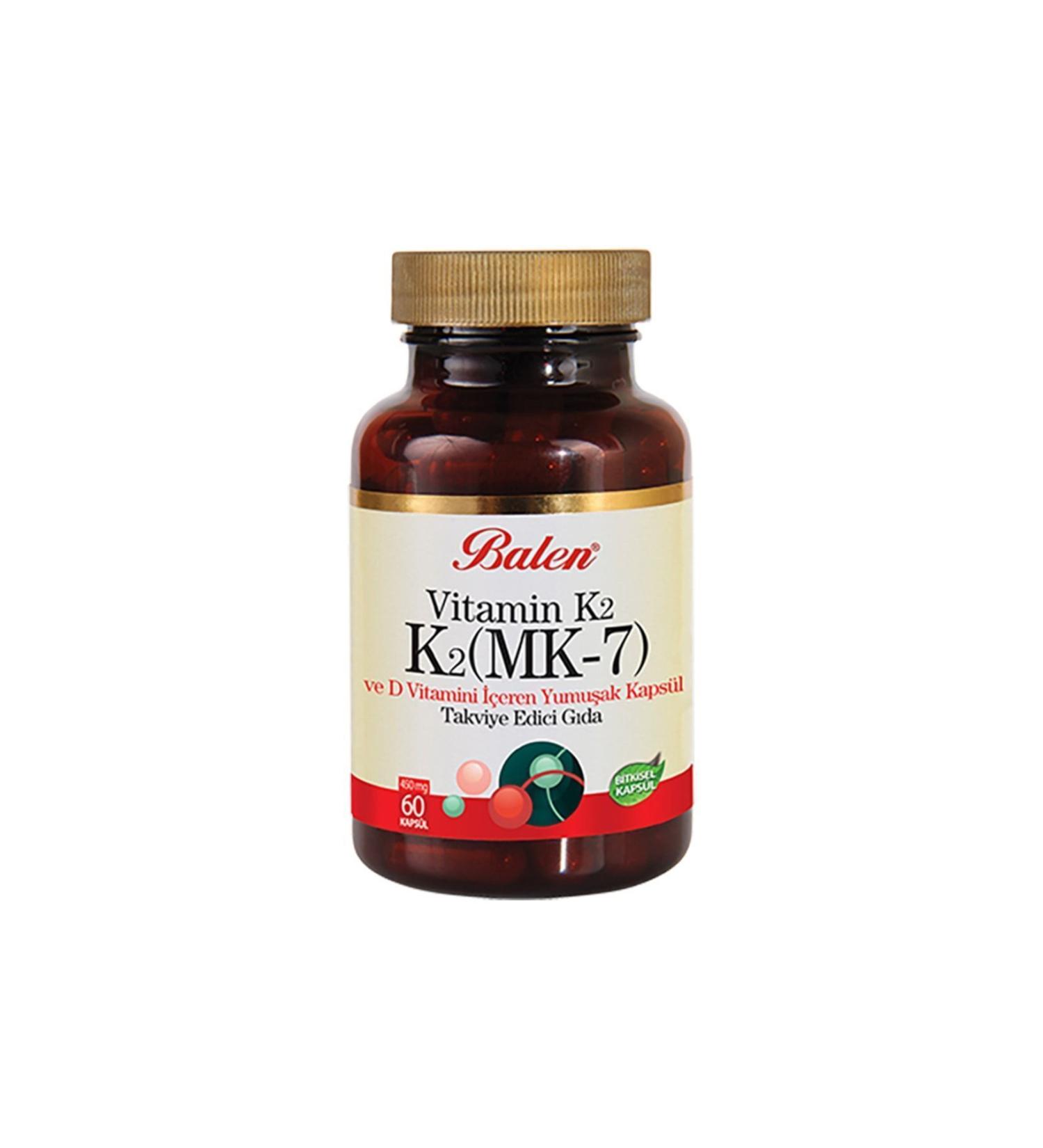 Balen Vitamin K2 Vitamin D K2 MK7 450 Mg 60 Capsules