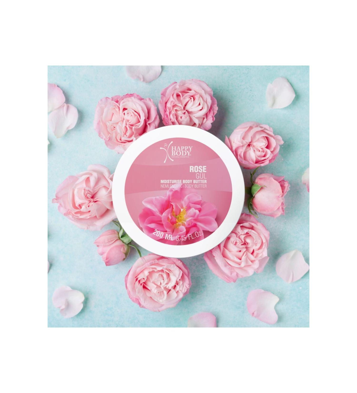 Happy Body Ultra Effective Shea Butter Essence Rose Scented and Flavored Body Moisturizer 200ml