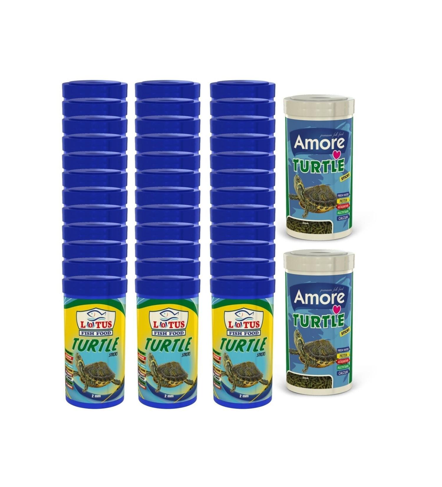 Lotus Turtle Sticks 36x100ml Can Turtle Food And 2x250ml Cans