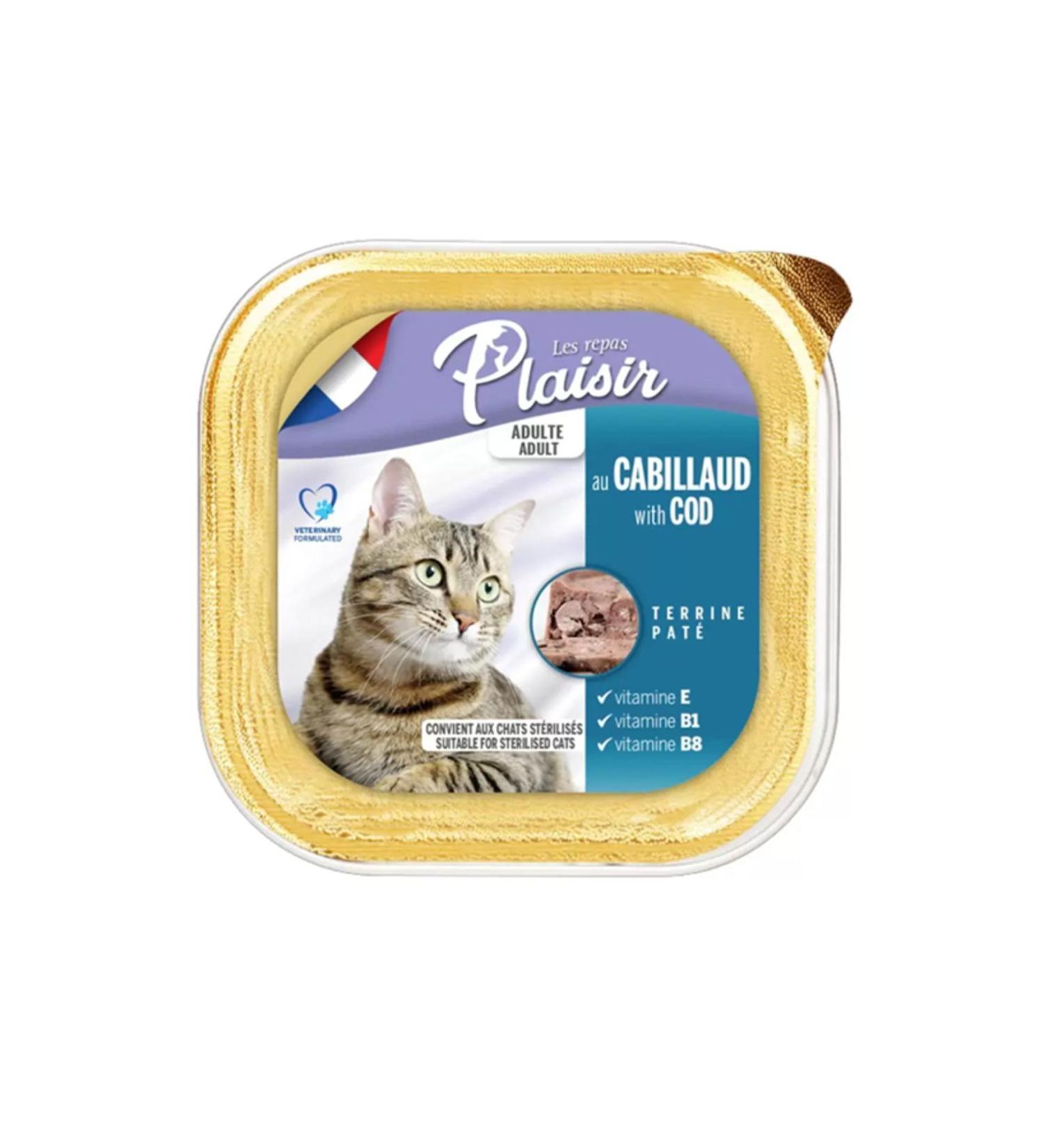 Plaisir Codfish Pate Sterilized and Adult Cat Wet Food 100 Gr (6 Pieces)