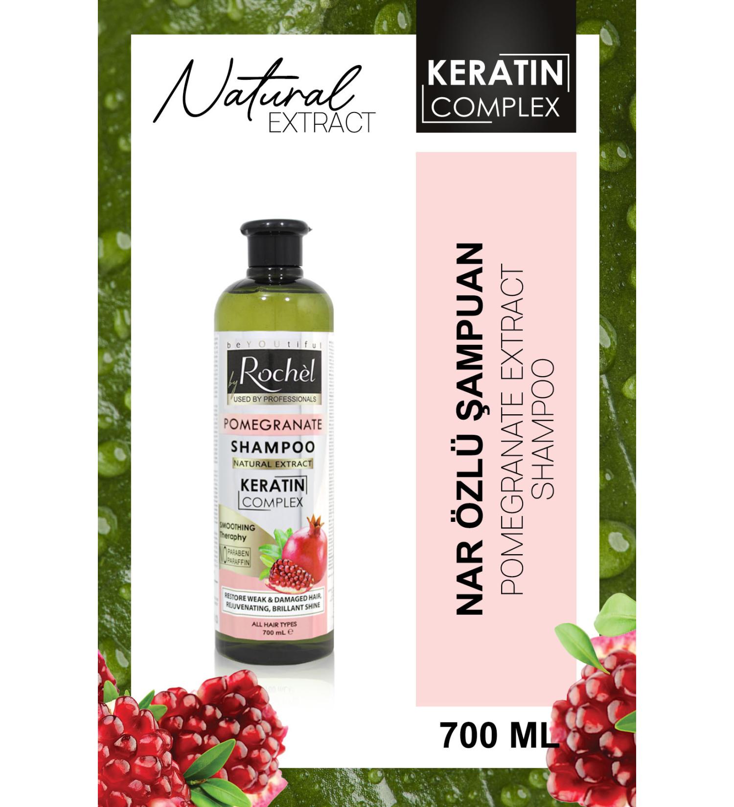 Rochel Keratin and Natural Extract Pomegranate Paraben-Free Shampoo (700ML)