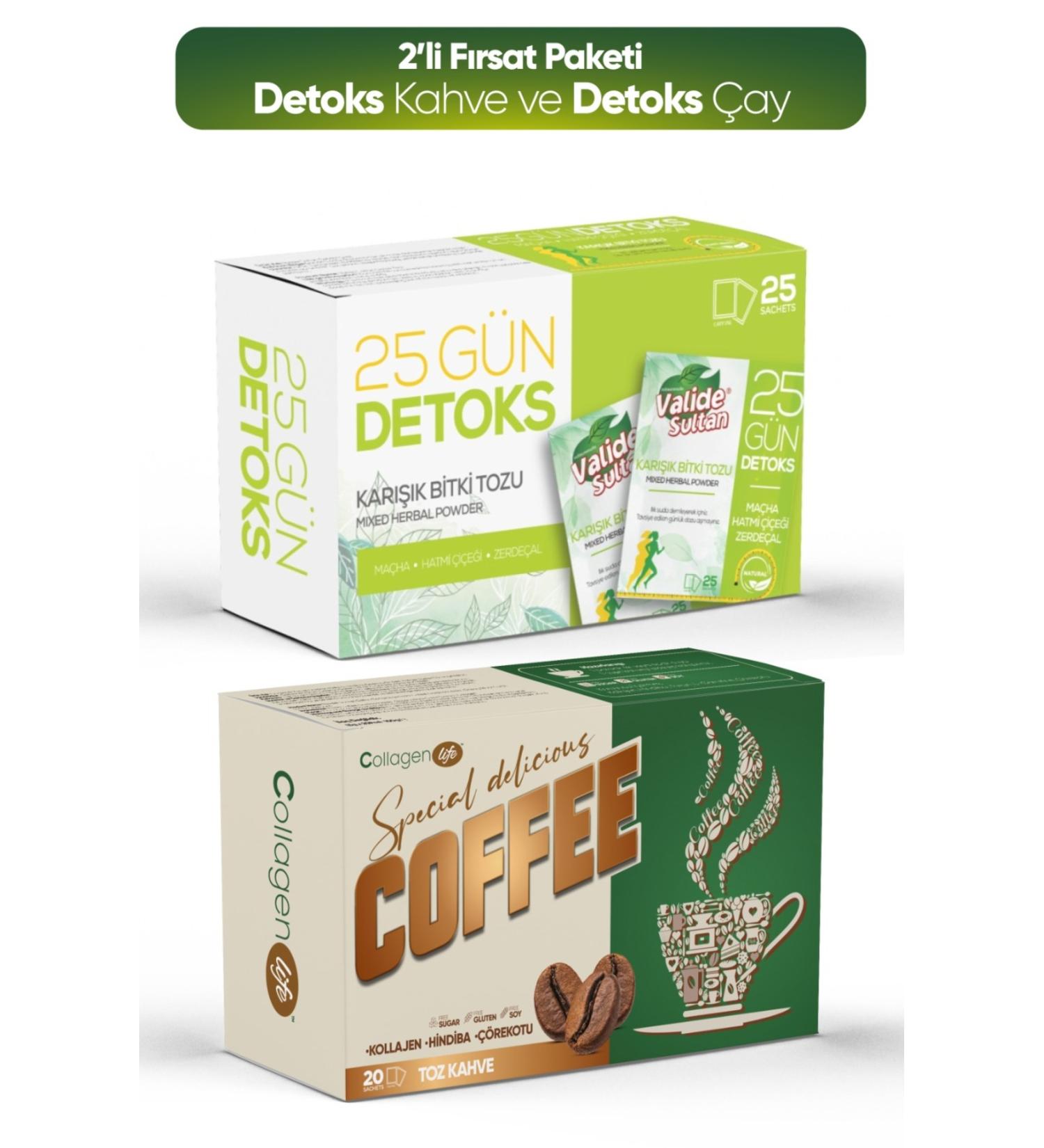 Collagen Life Chicory Collagen Garcinia and Black Cumin Detox Coffee 20 & Detox Tea Deal Set