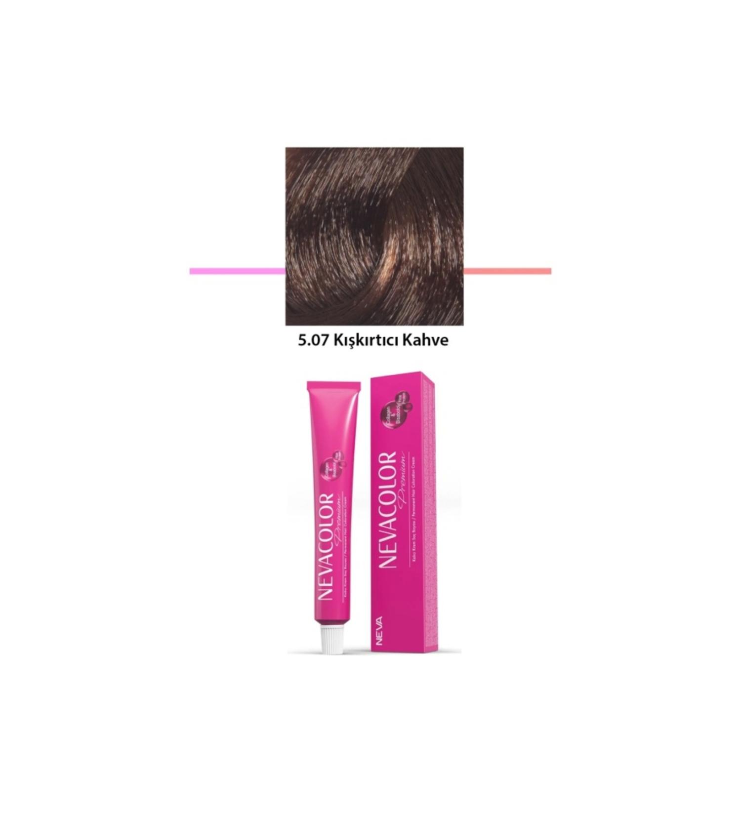 Nevacolor Premium Premium 5.07 Provocative Coffee - Permanent Cream Hair Dye 2 X 50 g Tube
