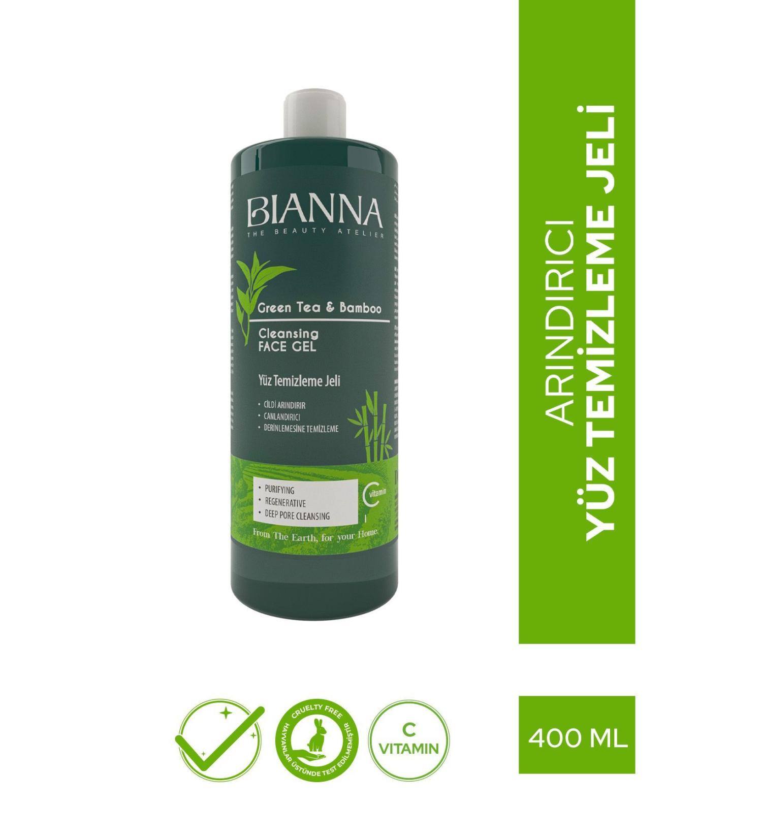 Bianna Green Tea and Bamboo Extract Facial Cleansing Gel 400 ml with Vitamin C - Buy Online on GoSupps.com