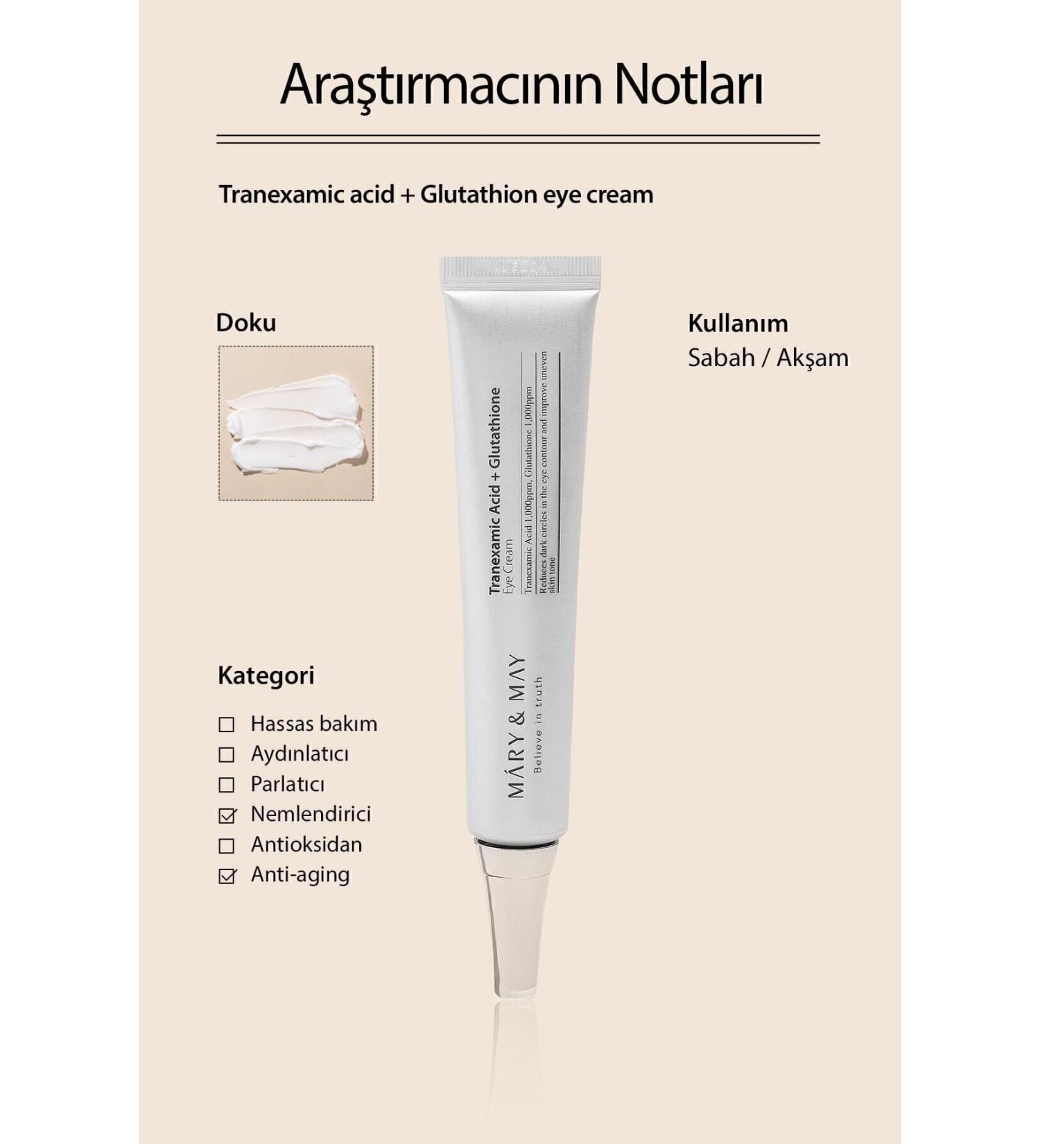 Mary & May Tranexamic Acid+glutathion Brightening Eye Contour Cream 30 Gr