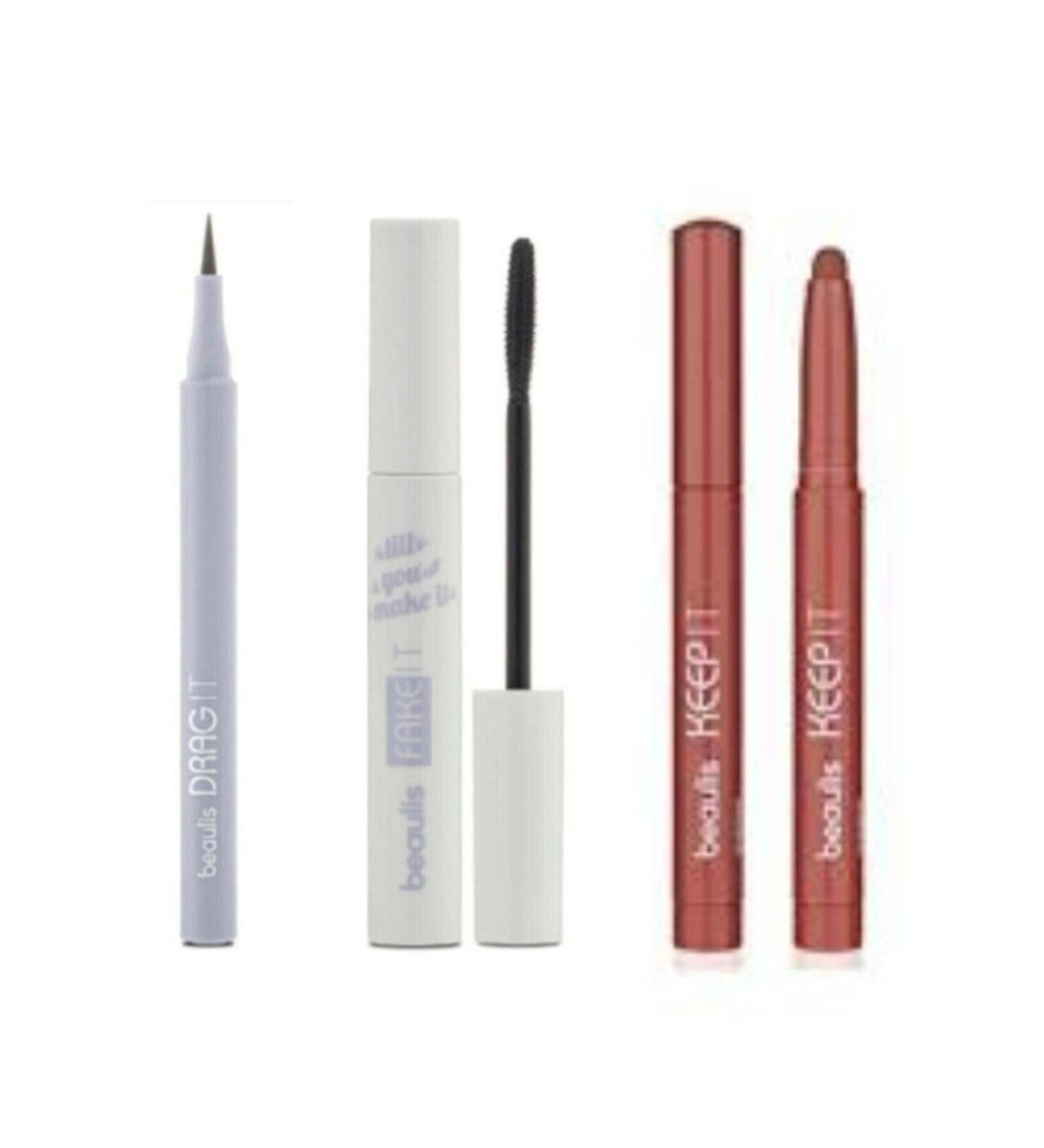 beaulis Drag It Inkpen Felt Tip Eyeliner + Fake It Mascara + Keep It Ink Crayon Lipstick 547 Interview