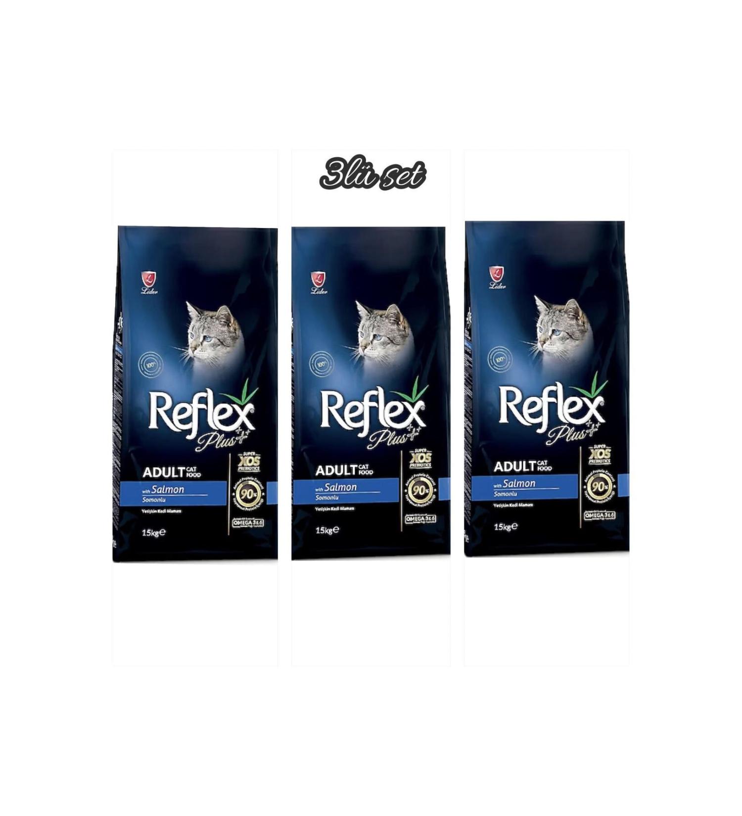 Reflex plus salmon adult cat food 1.5 kg 3 piece set