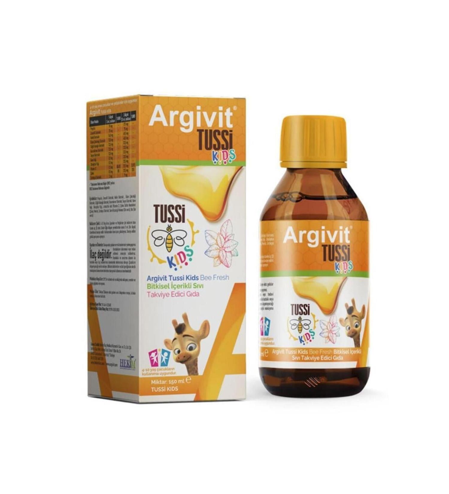 Argivit Tussi Kids Vitamin C and Zinc with Propolis - Ginger - Thyme - Cinnamon Supplementary Syrup 150 ml