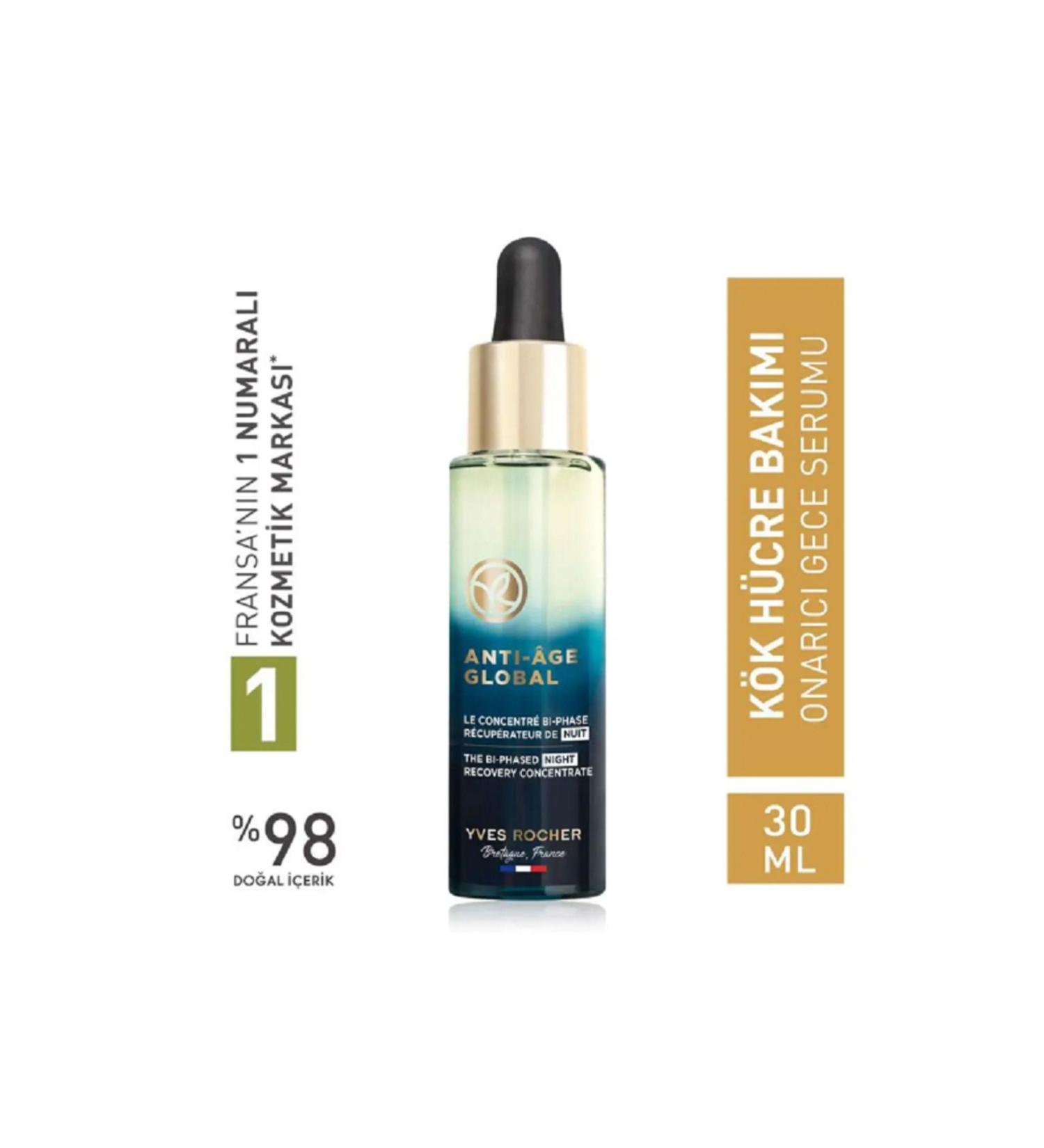 Yves Rocher Night Serum - Regenerating Anti-Aging Herbal Stem Cell Care / Anti-Age Global 30ml - Buy Online on GoSupps.com
