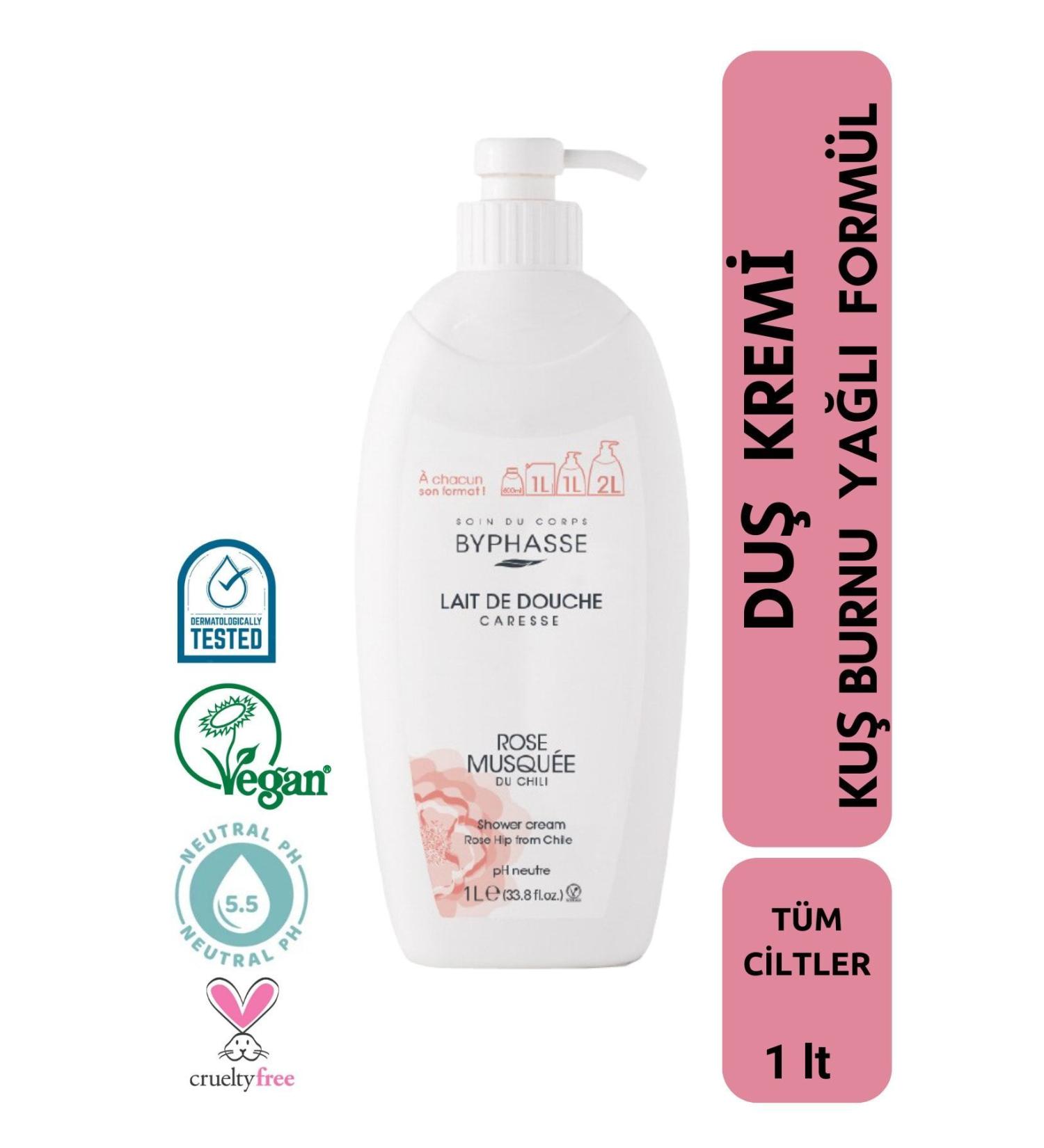 BYPHASSE Caresse Rosehip Oil Shower Cream 1000ml - Buy Online on GoSupps.com