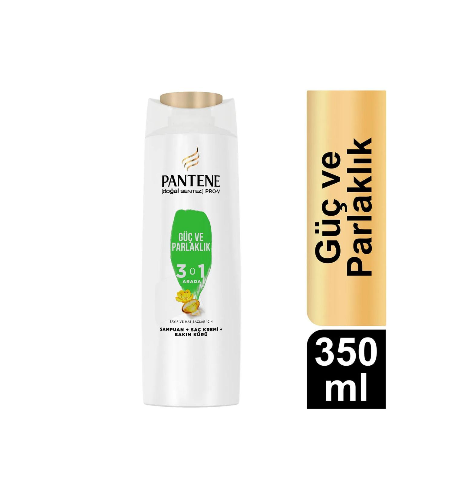 Pantene Natural Synthesis Power and Shine 3 in 1 Shampoo 350 ml x2 Pieces