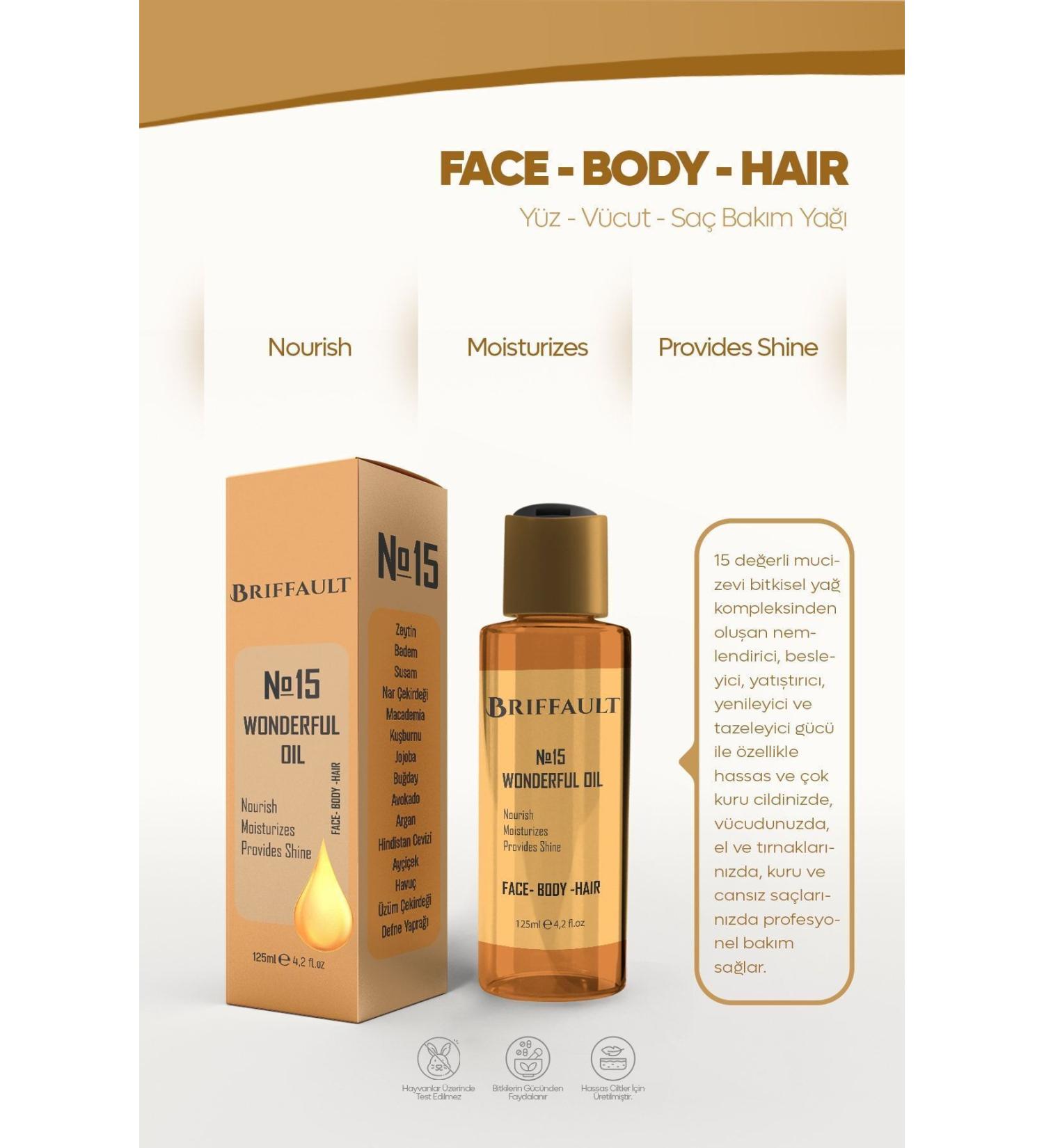 BR FFAULT No:15 Multi-Purpose Care Moisturizing and Shining Miraculous Skin Care Oil 125 ml - Buy Online on GoSupps.com