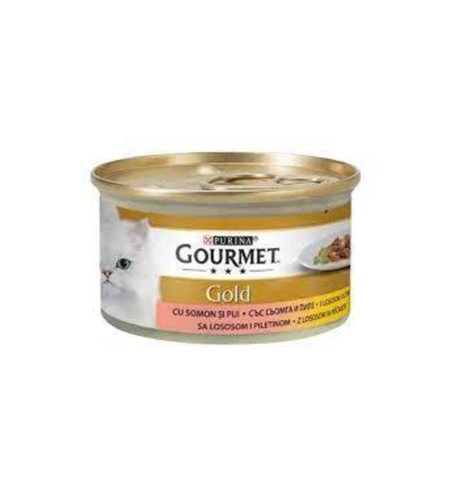 Gourmet Purina Adult Cat Food with Piece Meat Salmon and Chicken 85 Gr