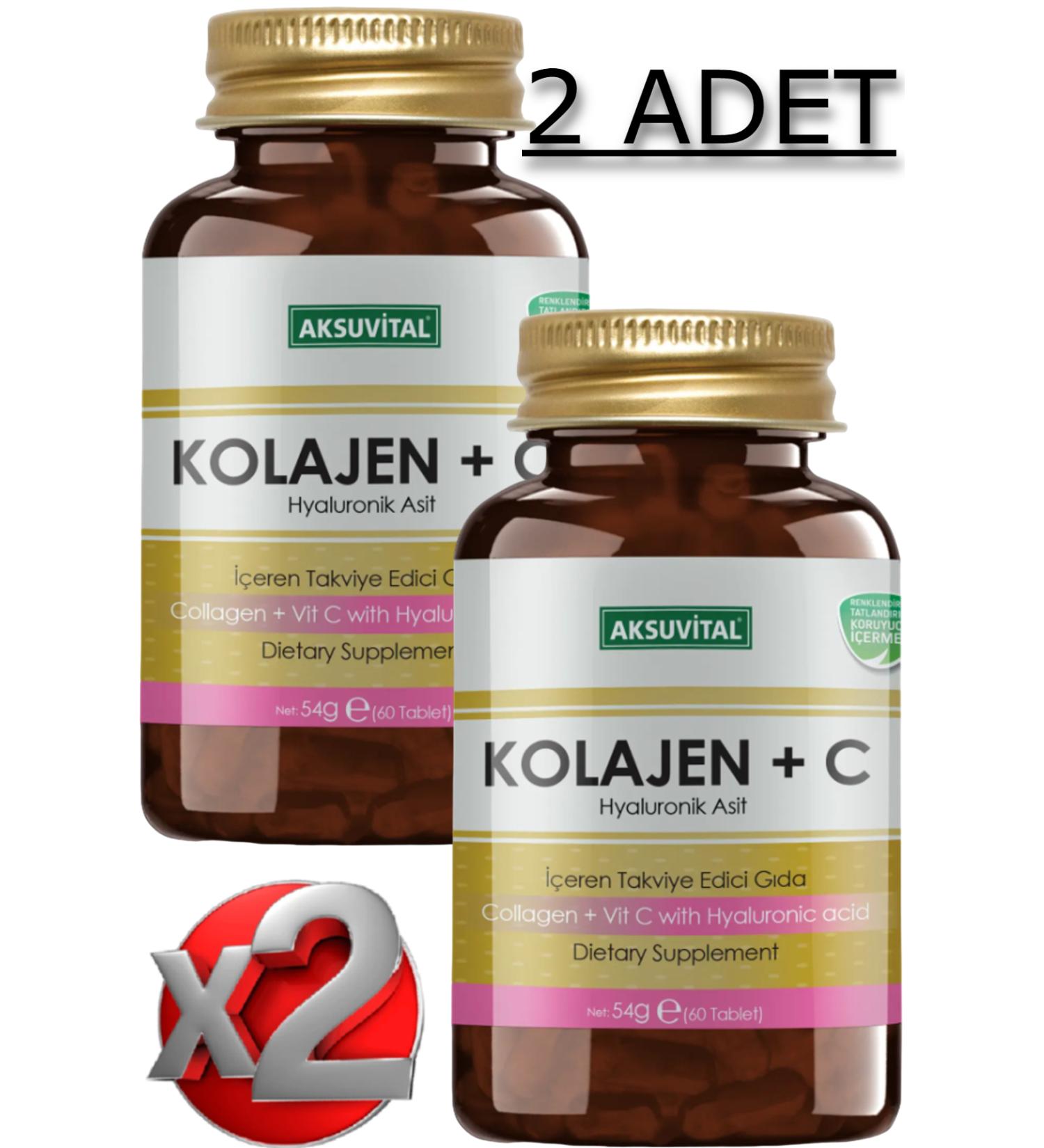 Aksu Vital 2 Collagen + Vitamin C & Hyaluronic Acid 60 Tablets