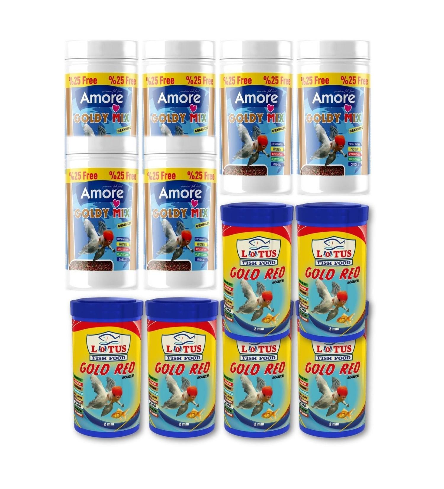 AMORE Goldy Mix Granules 750 Ml Lotus Gold Red 600 ml Japanese Fish Food