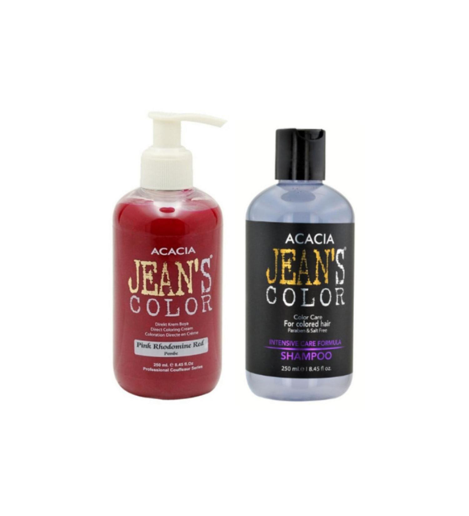 Acacia Jean's Color Pink Hair Dye 250 Ml. And Jean's Color Dye Protection Shampoo 250 Ml.