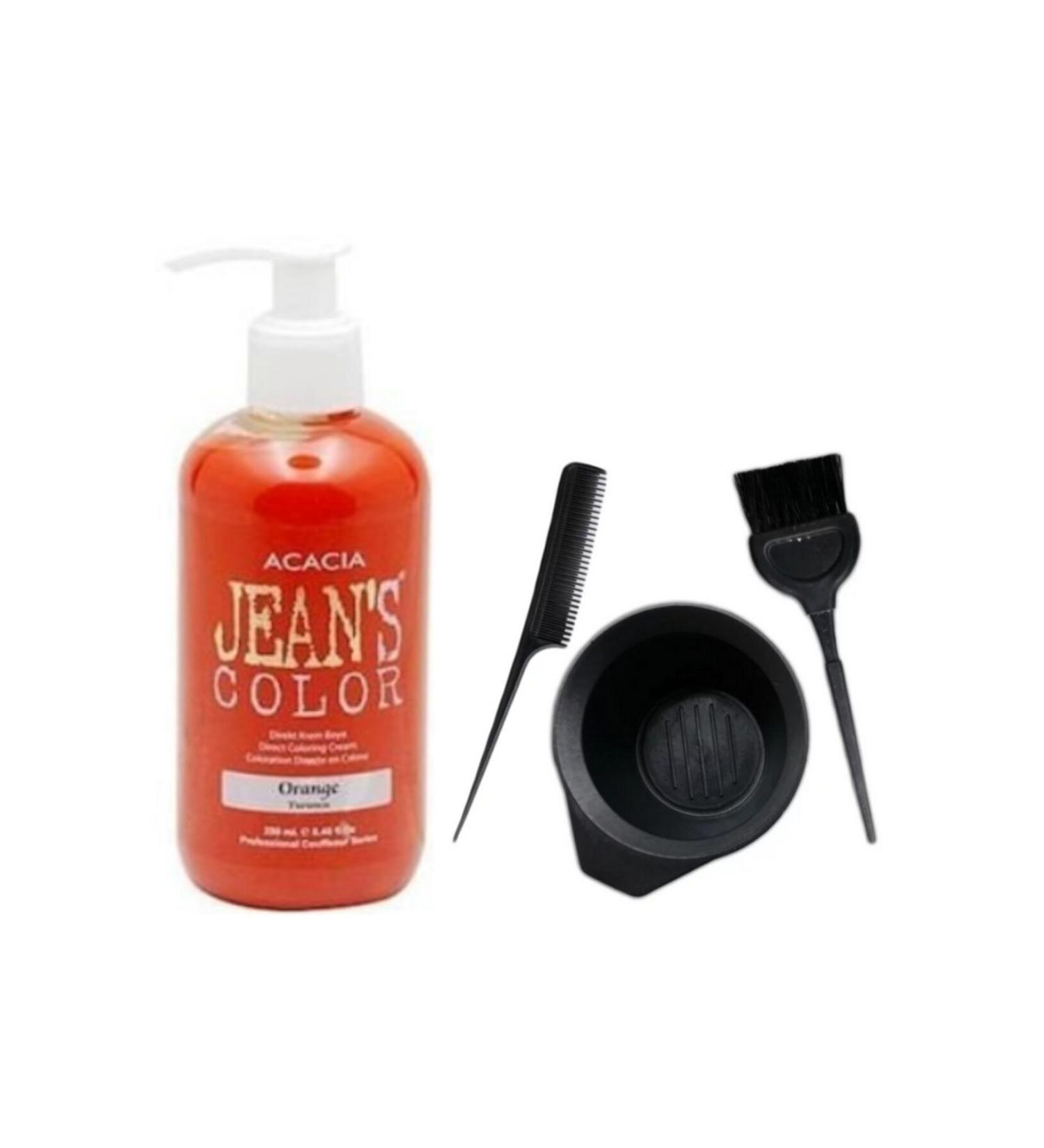 Acacia Jeans Color Hair Dye Orange 250ml And Fluweel Hair Dye Container Set