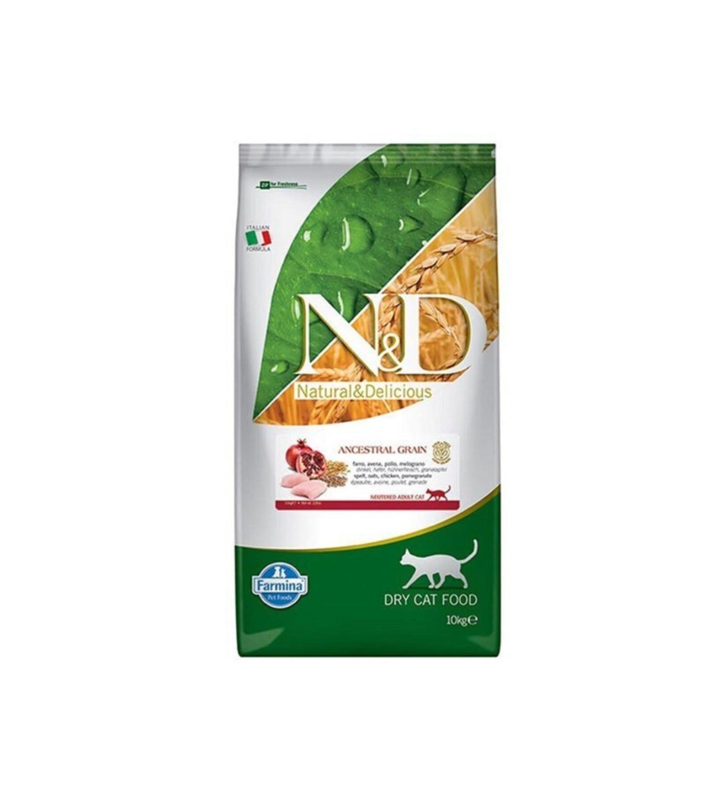 N & D Low Grain Chicken and Pomegranate Sterilized Cat Food 10 kg