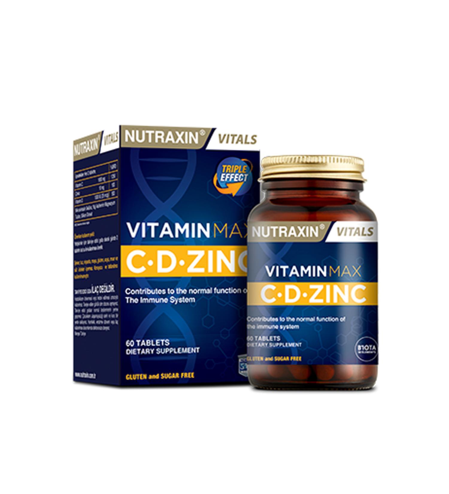 Nutraxin Vitamin Max C + D Zinc 60 Tablets (1 PIECE)