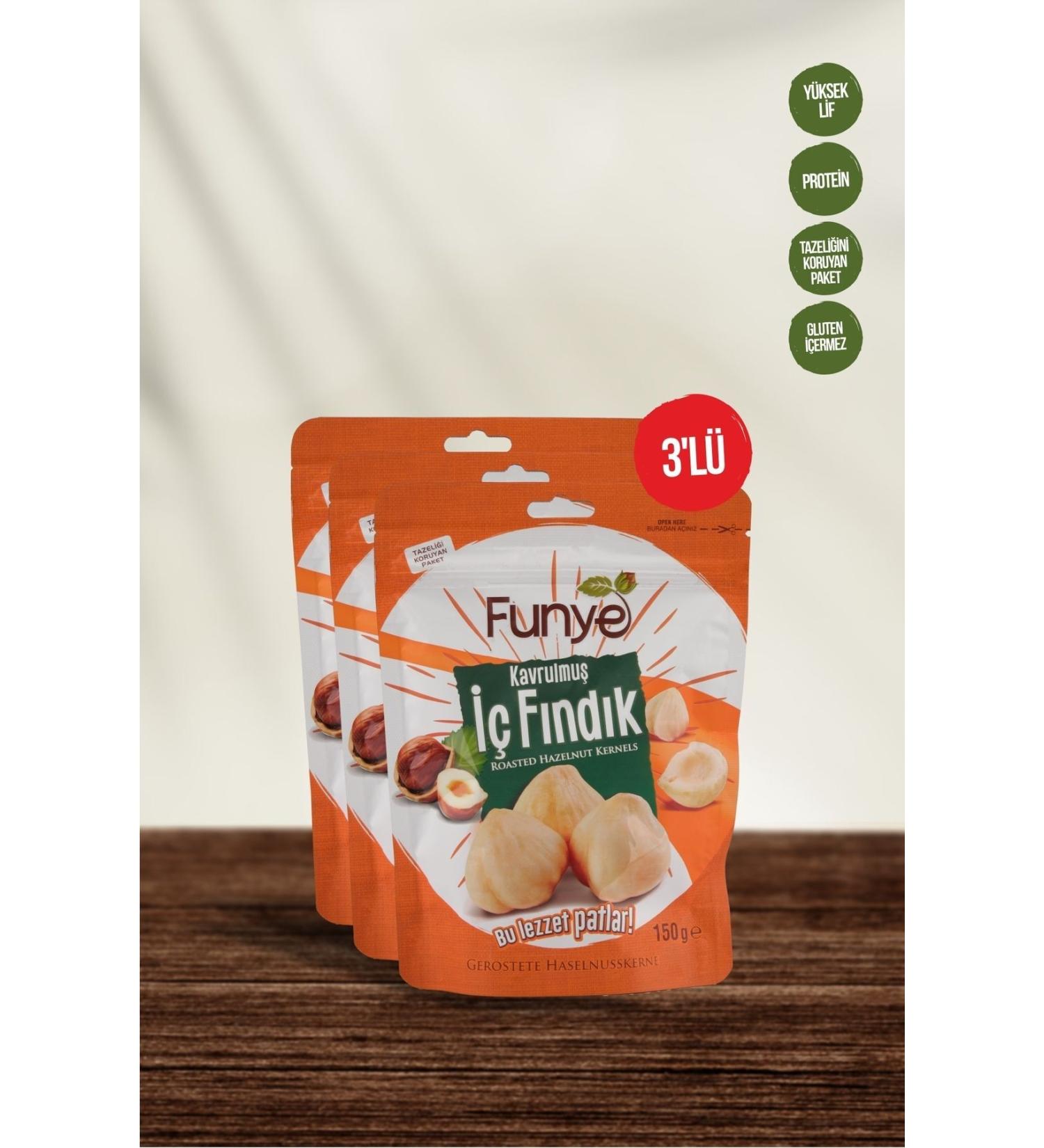 FUNYE Roasted Hazelnuts - Doypack (150 GR) X 3 Pieces