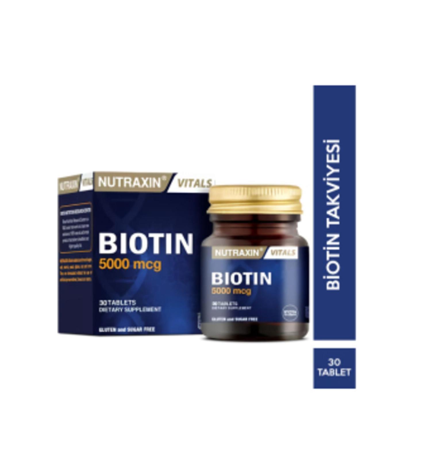 Nutraxin Biotin 5000 mcg 30 Tablets Biotin Supplement (1 PIECE)