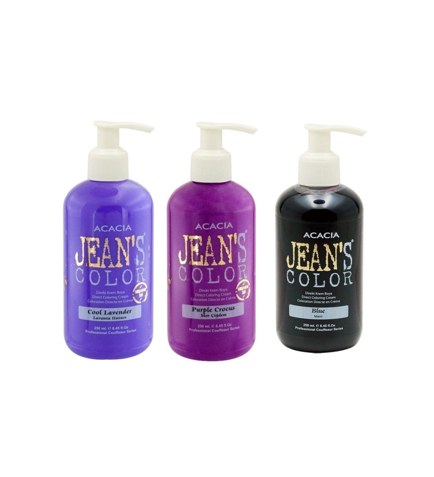Acacia Jean's Color Hair Dye Purple Crocus 250ml + Lavender Air 250ml + Blue 250ml