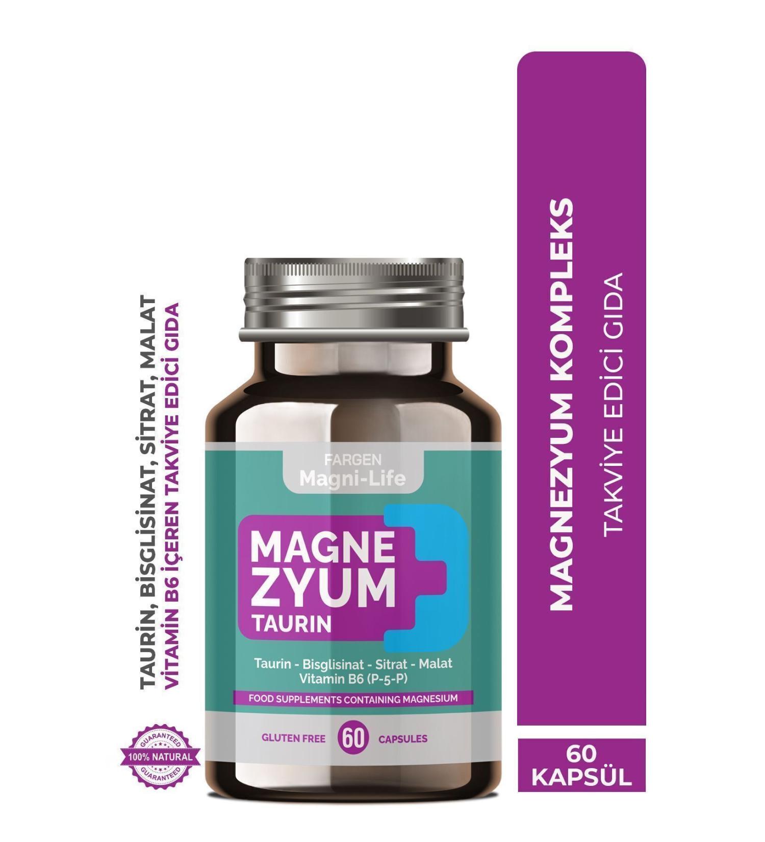Fargen Food Supplement Containing Magnesium Taurine and Vitamin B6 60 Capsules