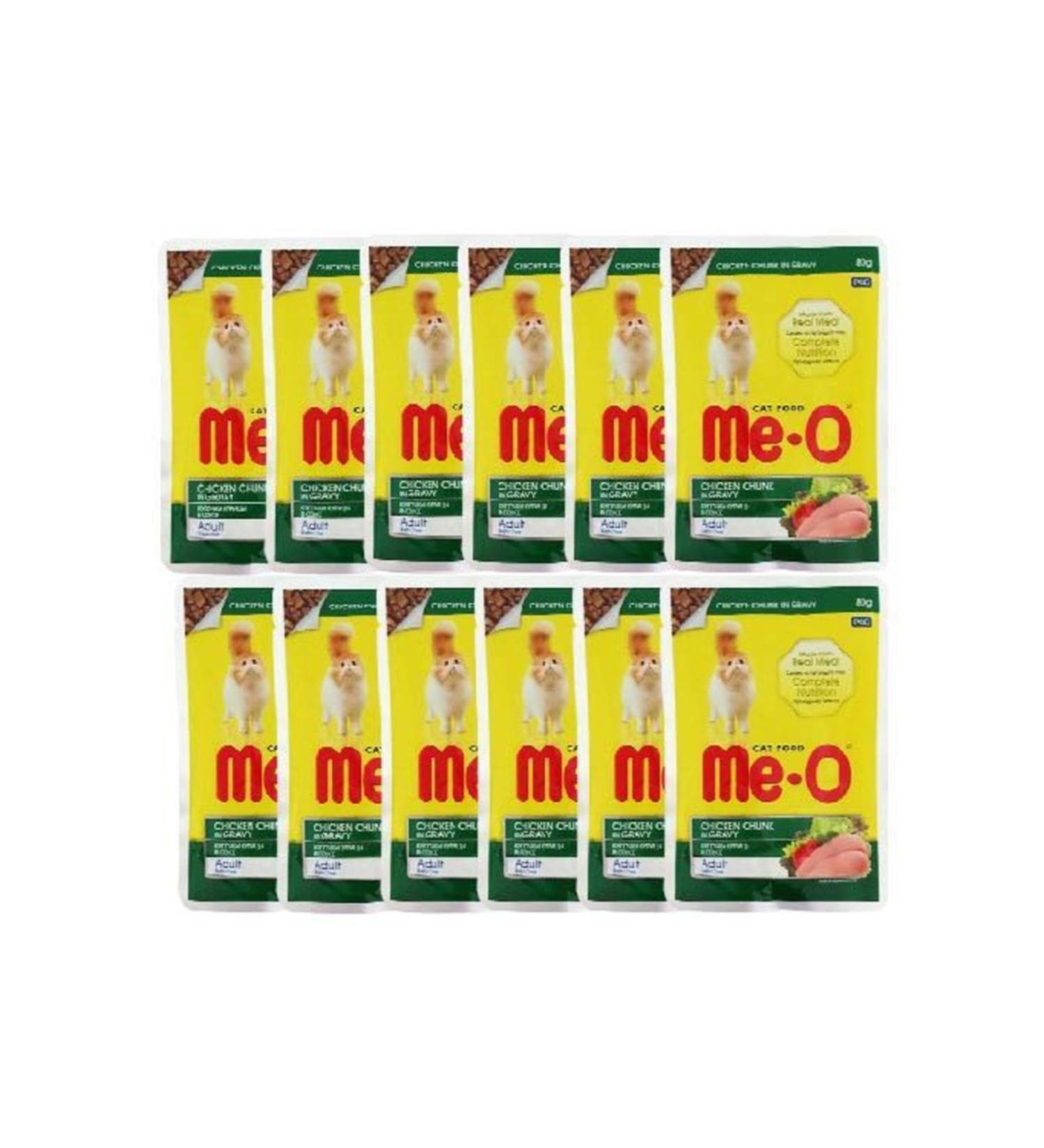 me-o Adult Cat Wet Food with Chicken Pieces in Sauce 80 gr X 12 Pieces