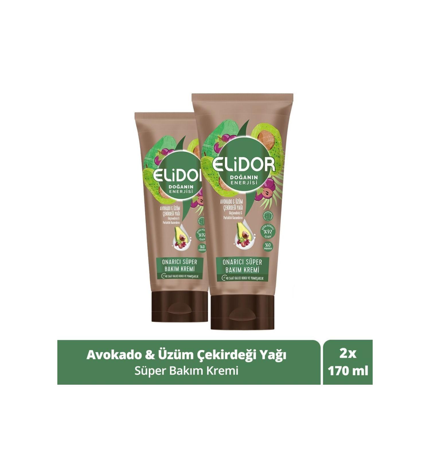 Elidor Nature's Energy Repairing Super Hair Care Cream Avocado Grape Seed Oil 170 ml X2 - Buy Online on GoSupps.com