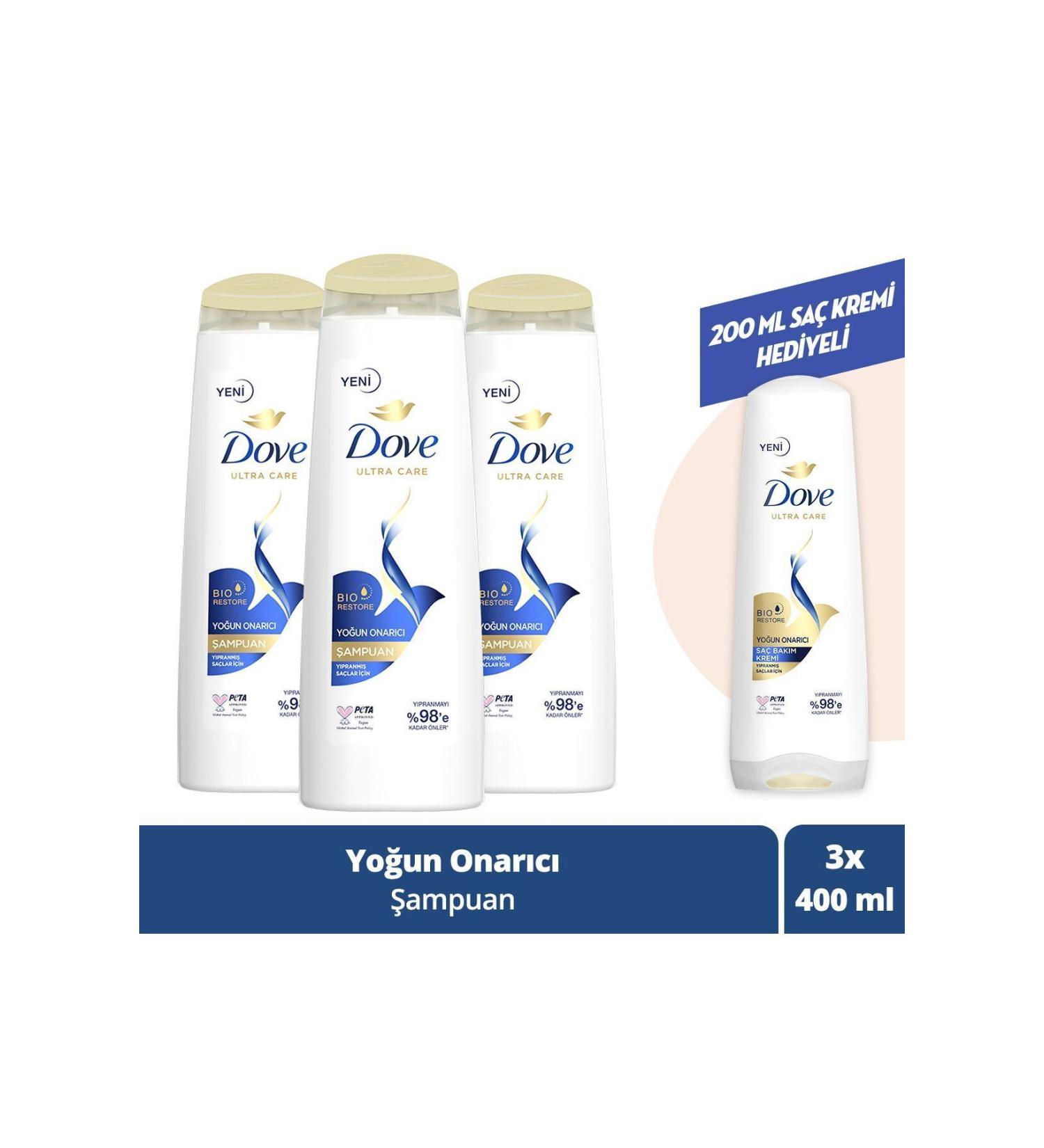 Dove Ultra Care Hair Care Shampoo Intensive Repair Damaged Hair 400 ml X3 - Buy Online on GoSupps.com