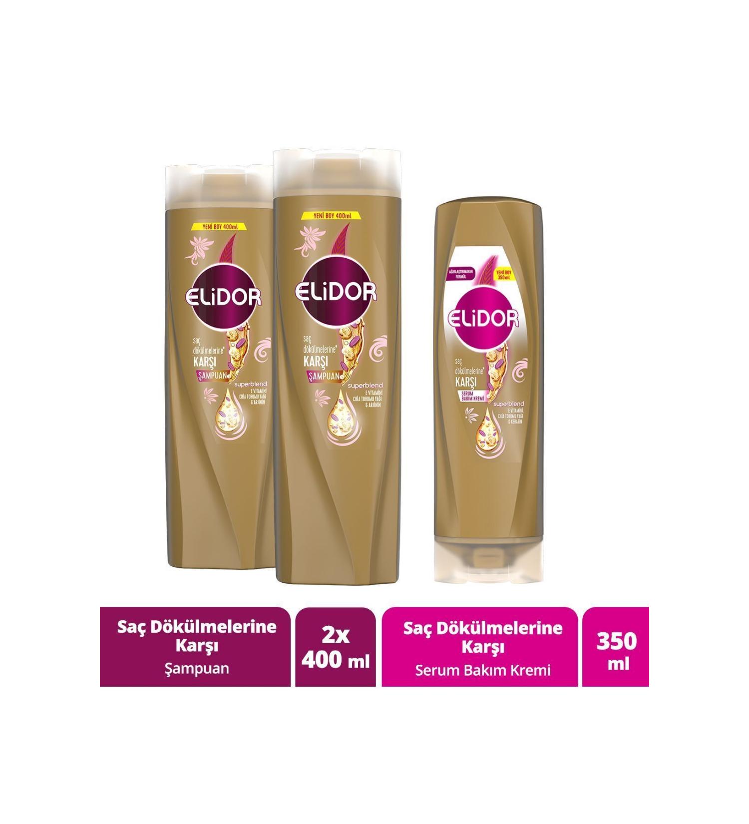 Elidor Superblend Hair Care Shampoo Against Hair Loss 400 ml X2 Serum Care Cream 350 ml - Buy Online on GoSupps.com