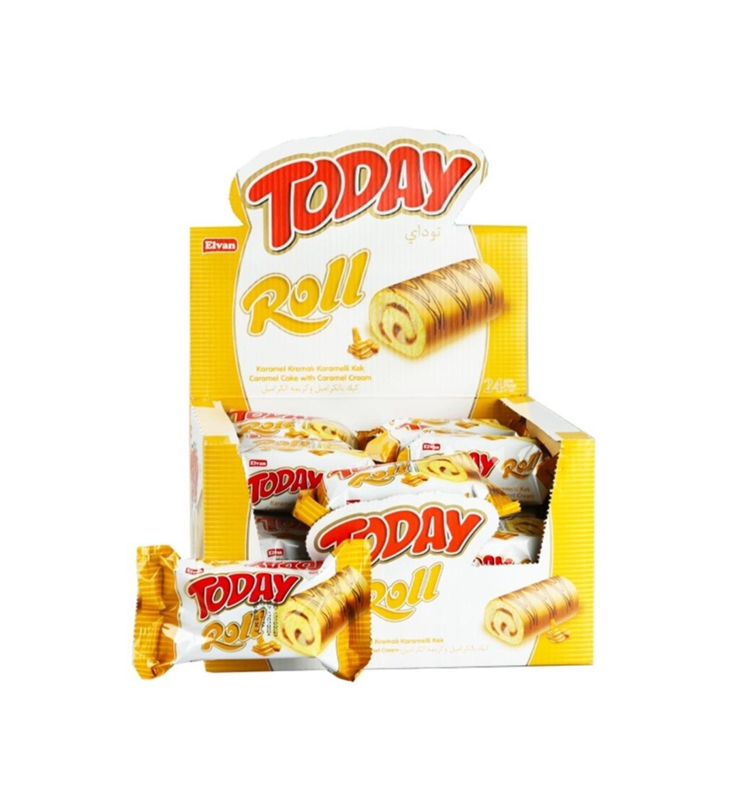 Elvan Today Swiss Roll Caramel Cake 35 gr 24 Pieces (1 BOX) - Buy Online on GoSupps.com