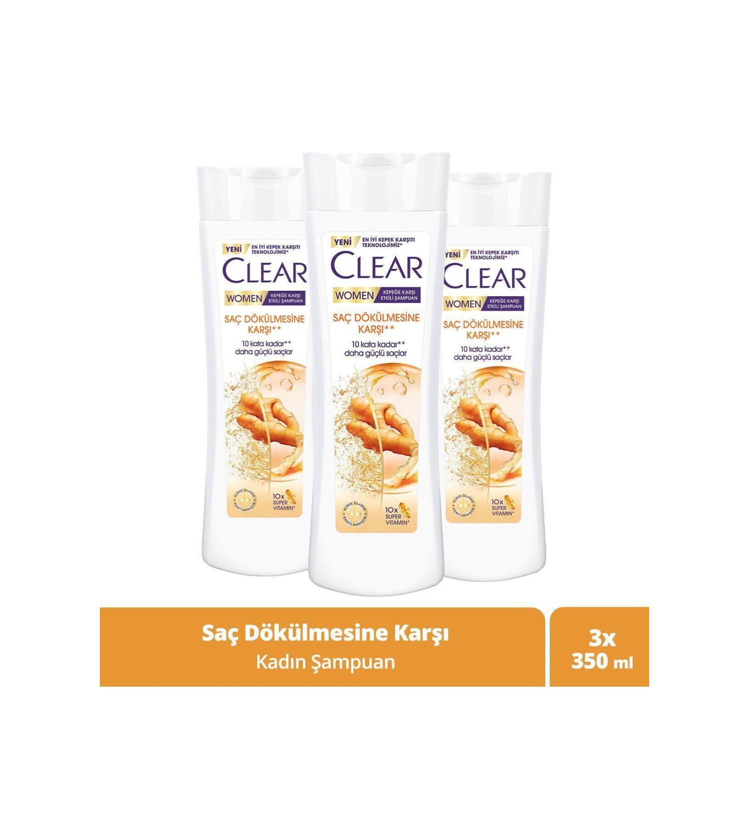 Clear Women Anti-Dandruff Shampoo Against Hair Loss 350 ml x3 - Buy Online on GoSupps.com