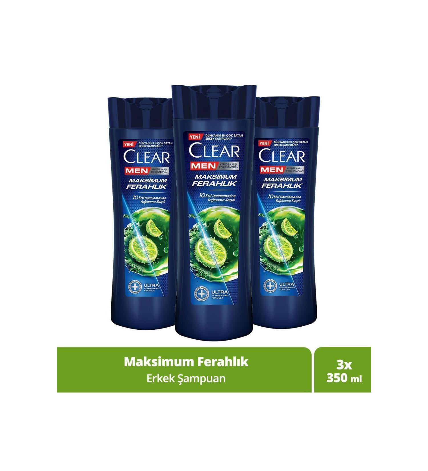 Clear Men Anti-Dandruff Shampoo Maximum Freshness 350 ml X3 - Buy Online on GoSupps.com