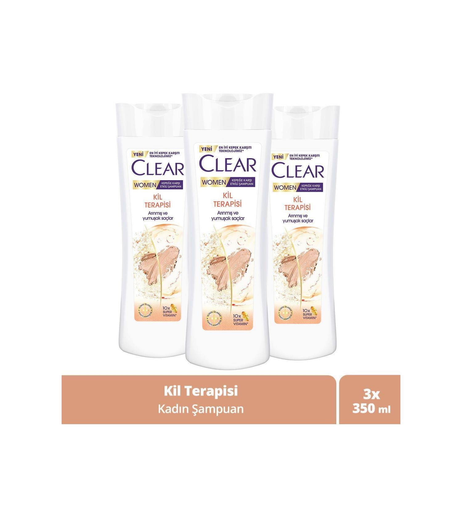 Clear Women Anti-Dandruff Shampoo Clay Therapy 350 ml X3 - Buy Online on GoSupps.com