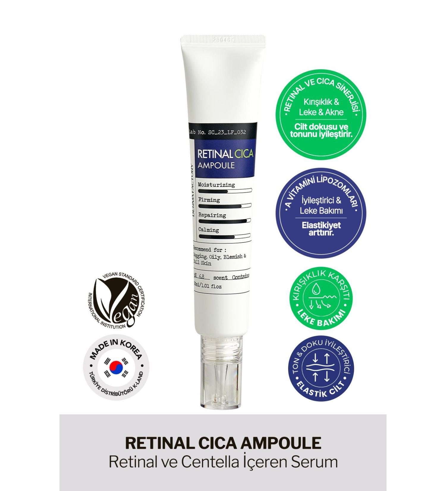 DERMA FACTORY Retinal and Centella Containing Serum Suitable for Daily Use Derma Factory Retinal Cica Ampoule 30ML - Buy Online on GoSupps.com