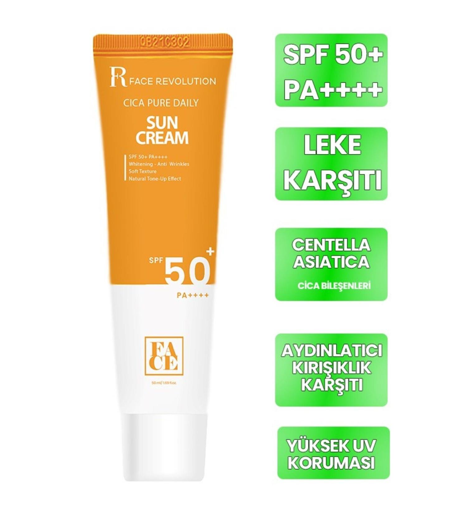 FACE REVOLUTION Korean Centella Extract Anti-Sensitivity Moisturizing and Toning Daily Sun Cream 50ml - Buy Online on GoSupps.com