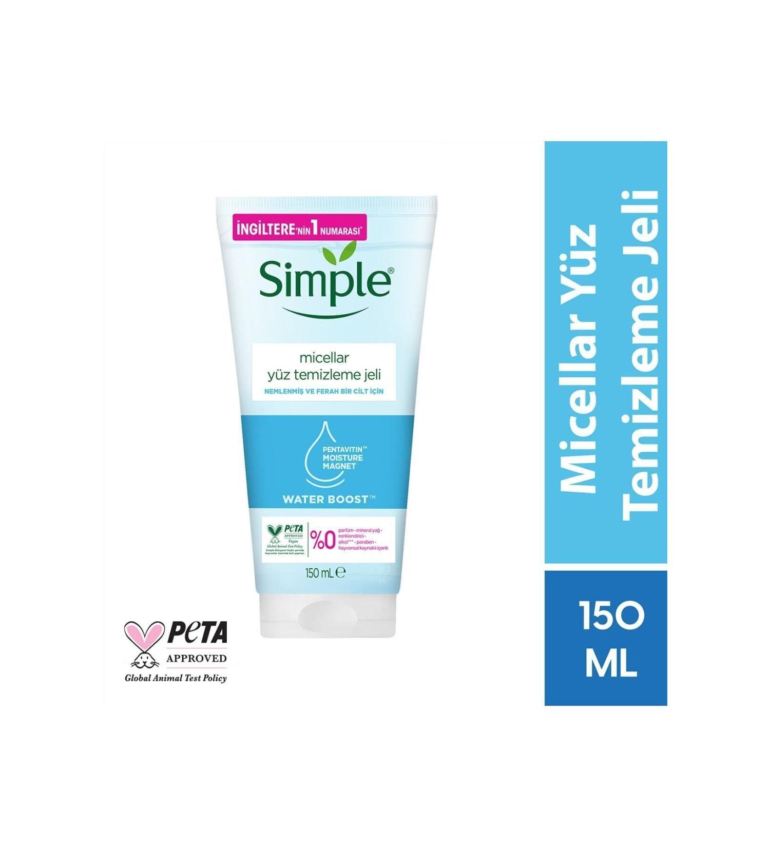 Simple Water Boost Micellar Facial Cleansing Gel 150 ml for a moisturized and fresh skin - Buy Online on GoSupps.com