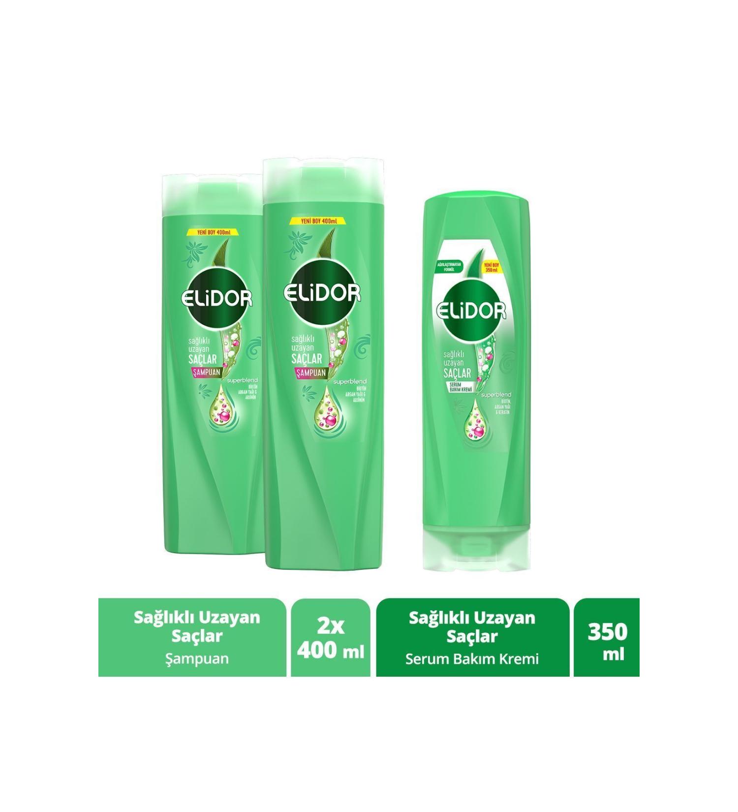 Elidor Superblend Hair Care Shampoo Healthy Growing Hair 400 ml X2 Serum Care Cream 350 ml - Buy Online on GoSupps.com