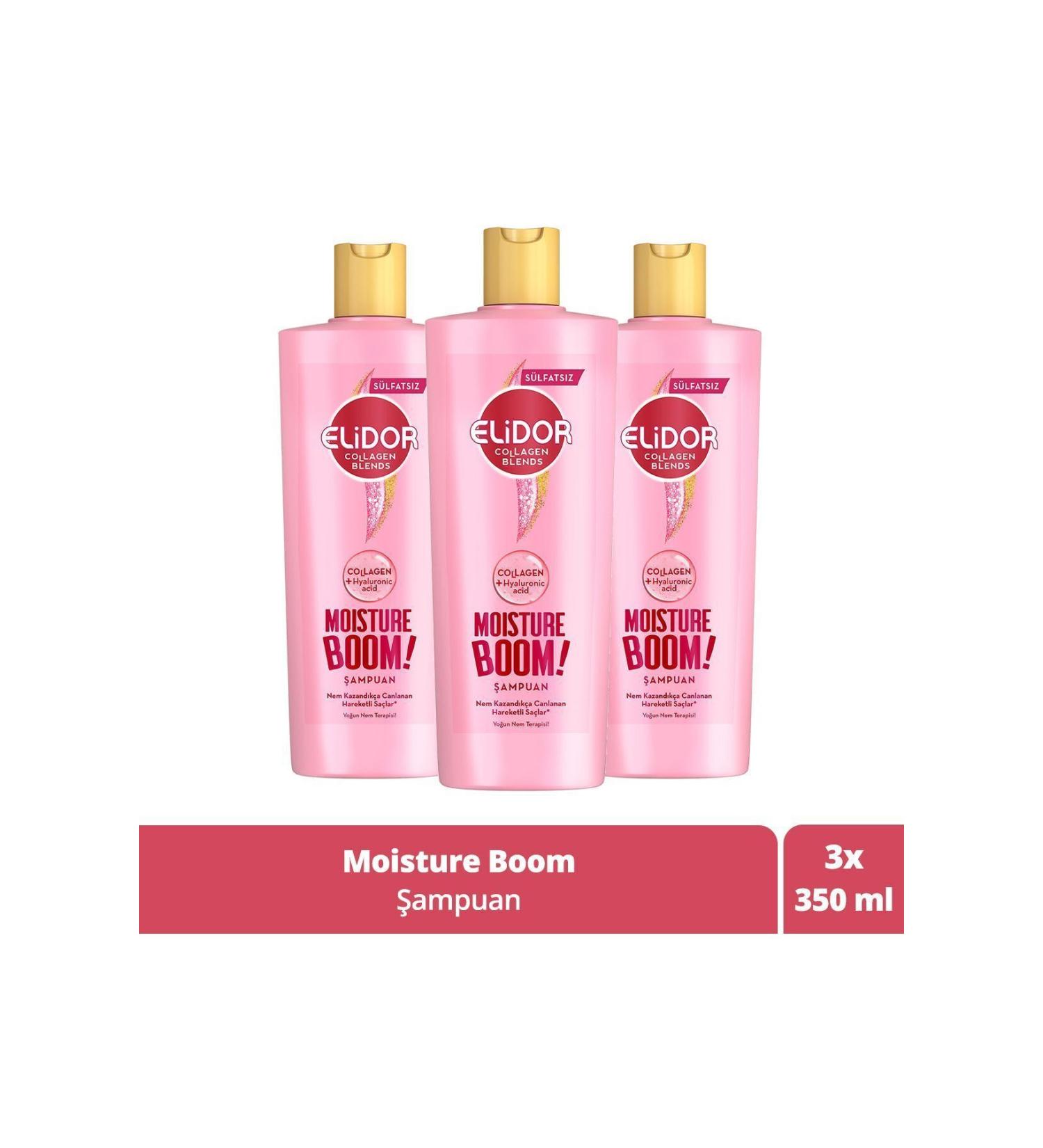 Elidor Collagen Blends Sulfate-Free Hair Care Shampoo Moisture Boom Intensive Moisture Therapy 350 ml X3 - Buy Online on GoSupps.com