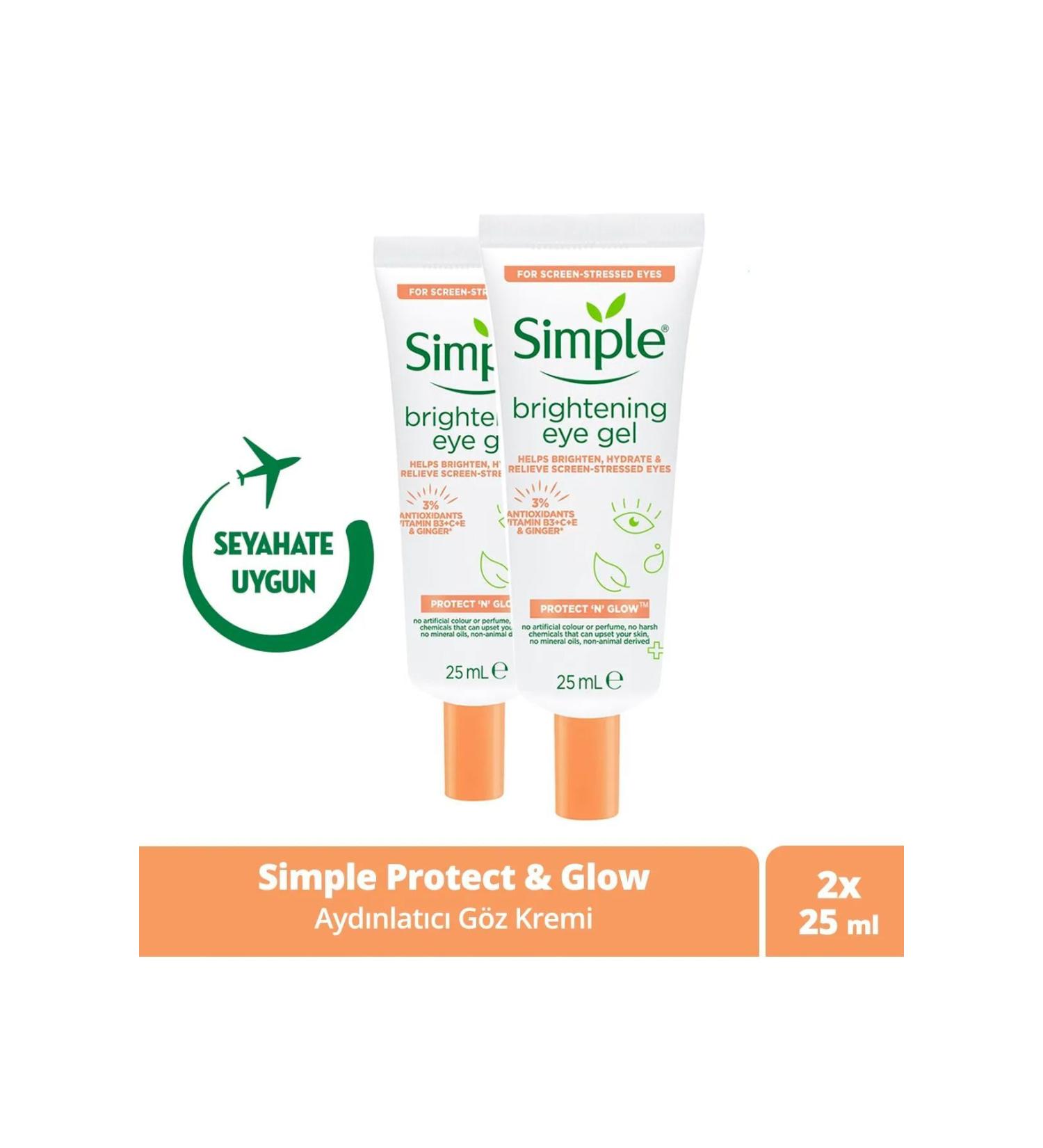 Simple Protect 'n' Glow Brightening Eye Cream Helps Reduce Dark Circles Vegan 25 Ml X2 - Buy Online on GoSupps.com