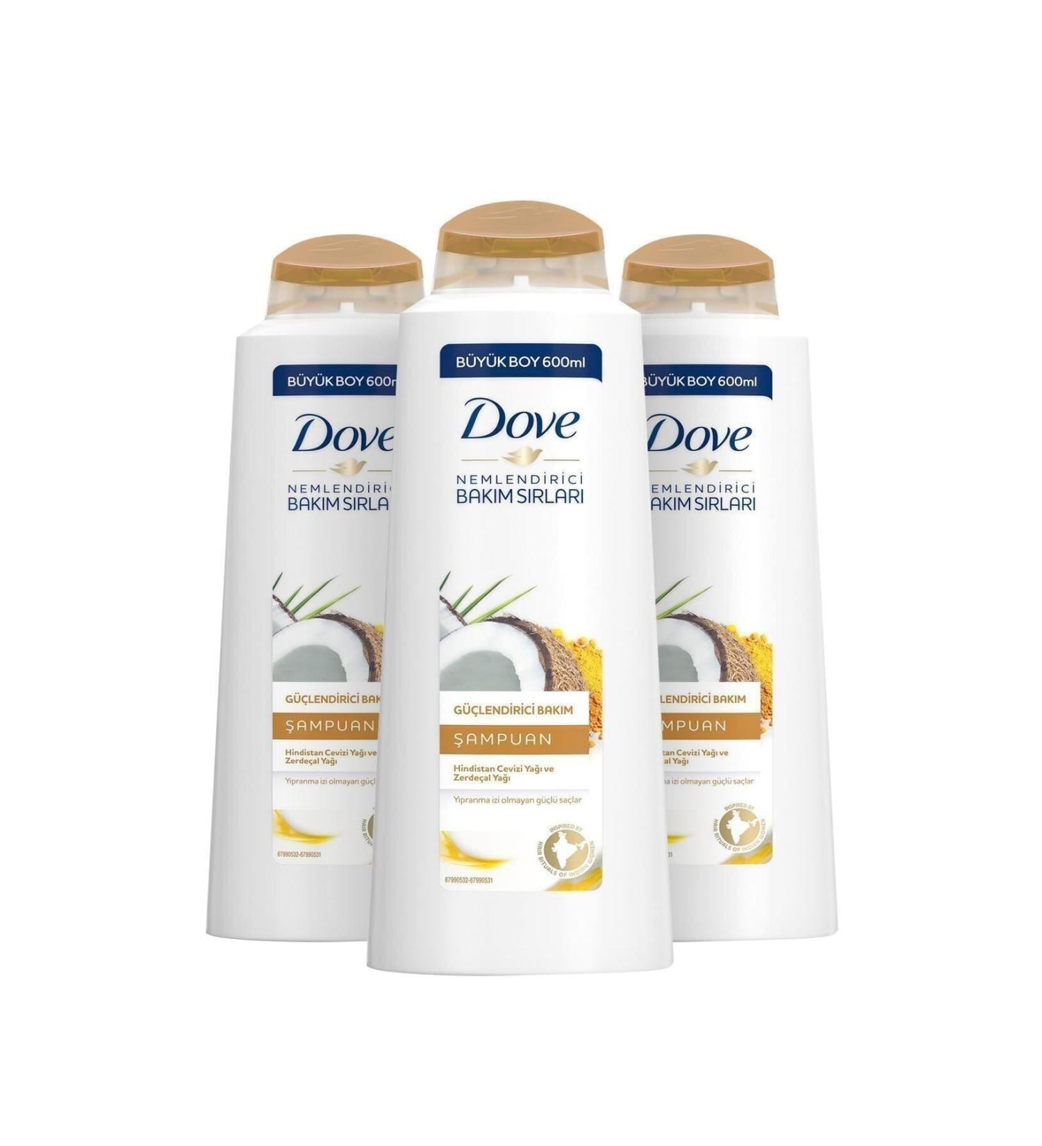 Dove Coconut Extract Strengthening Hair Care Shampoo 600 ml X3