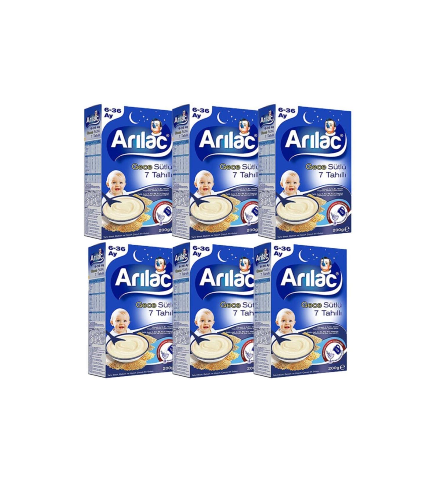 ARI Lac Instant Supplementary Food 7 Grain Night 200 gr X 6 Pieces